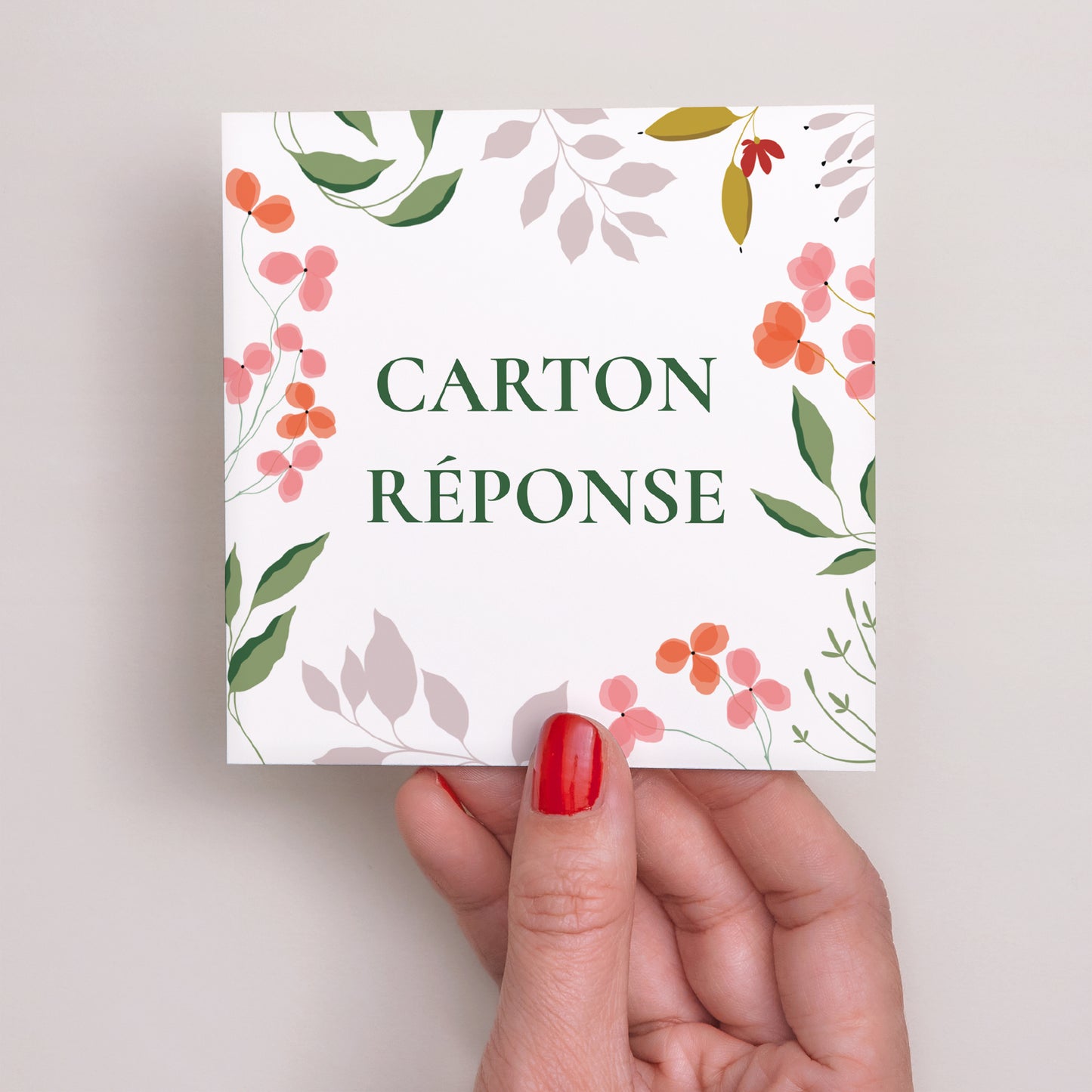 Carton réponse Mariage Carré Encadré végétal III photo N° 2