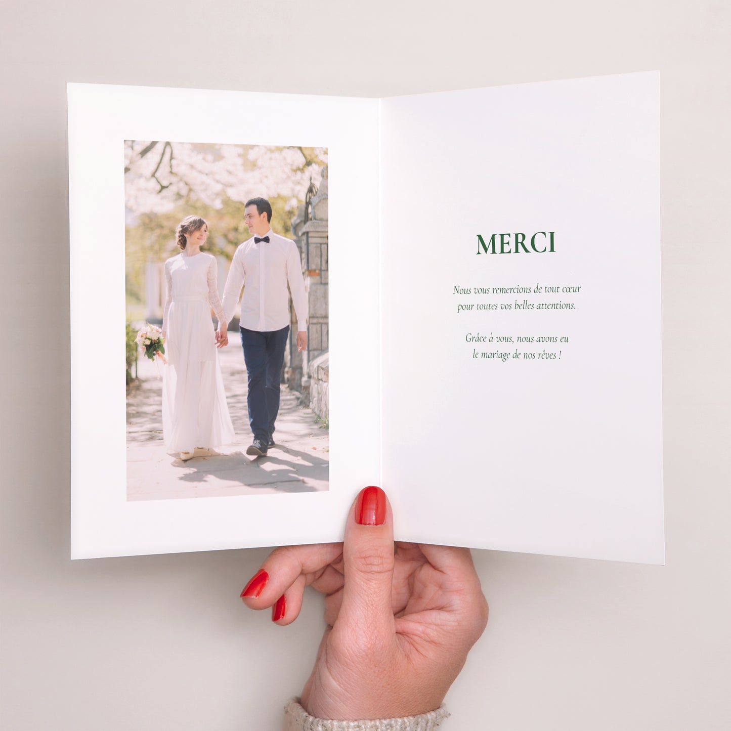 Remerciements Mariage Portrait double volet Encadré végétal III photo N° 2