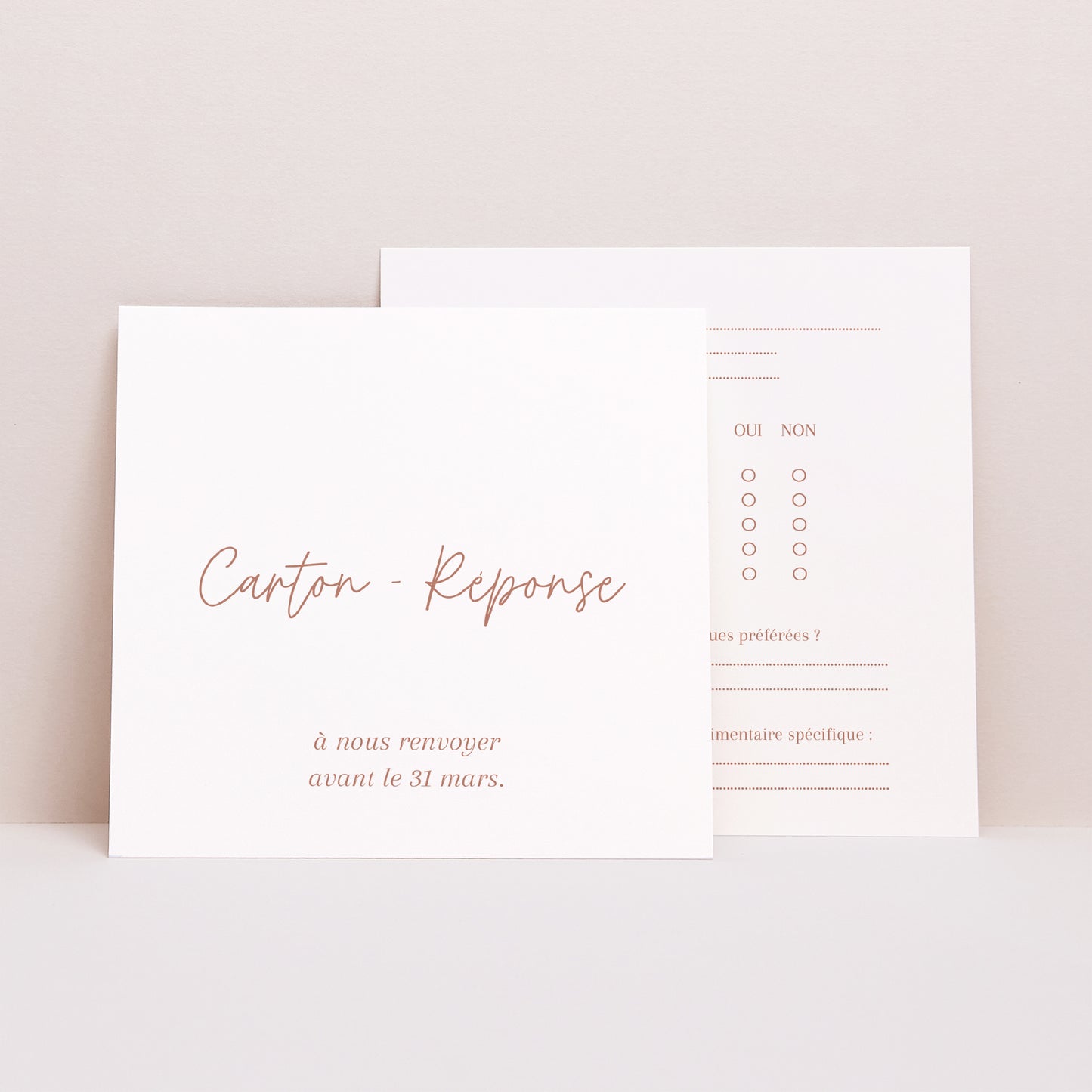 Carton réponse Mariage Carré Epuré photo N° 1