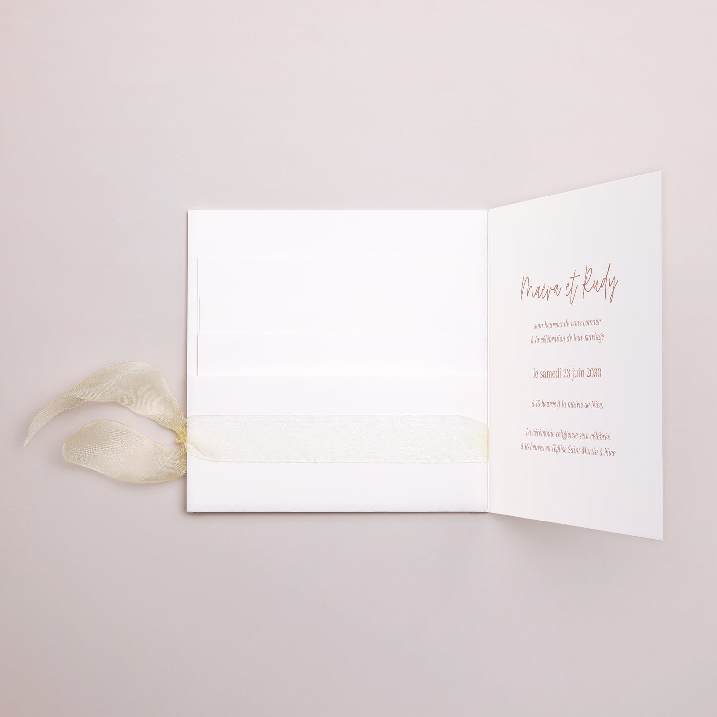 Faire-part Mariage Pochette carrée, 3 cartes, étiquette Epuré photo N° 2