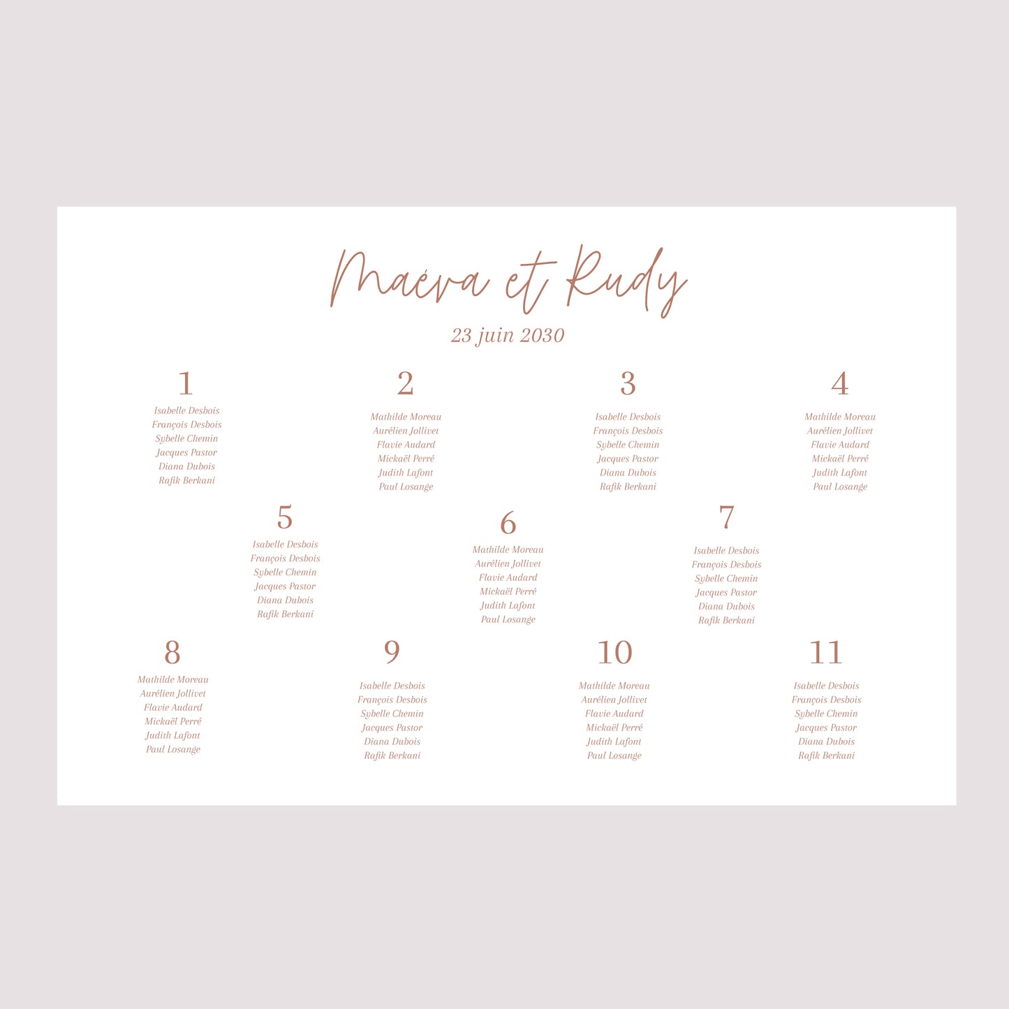 Plan de table Mariage Paysage 90 x 60 cm Epuré photo N° 2