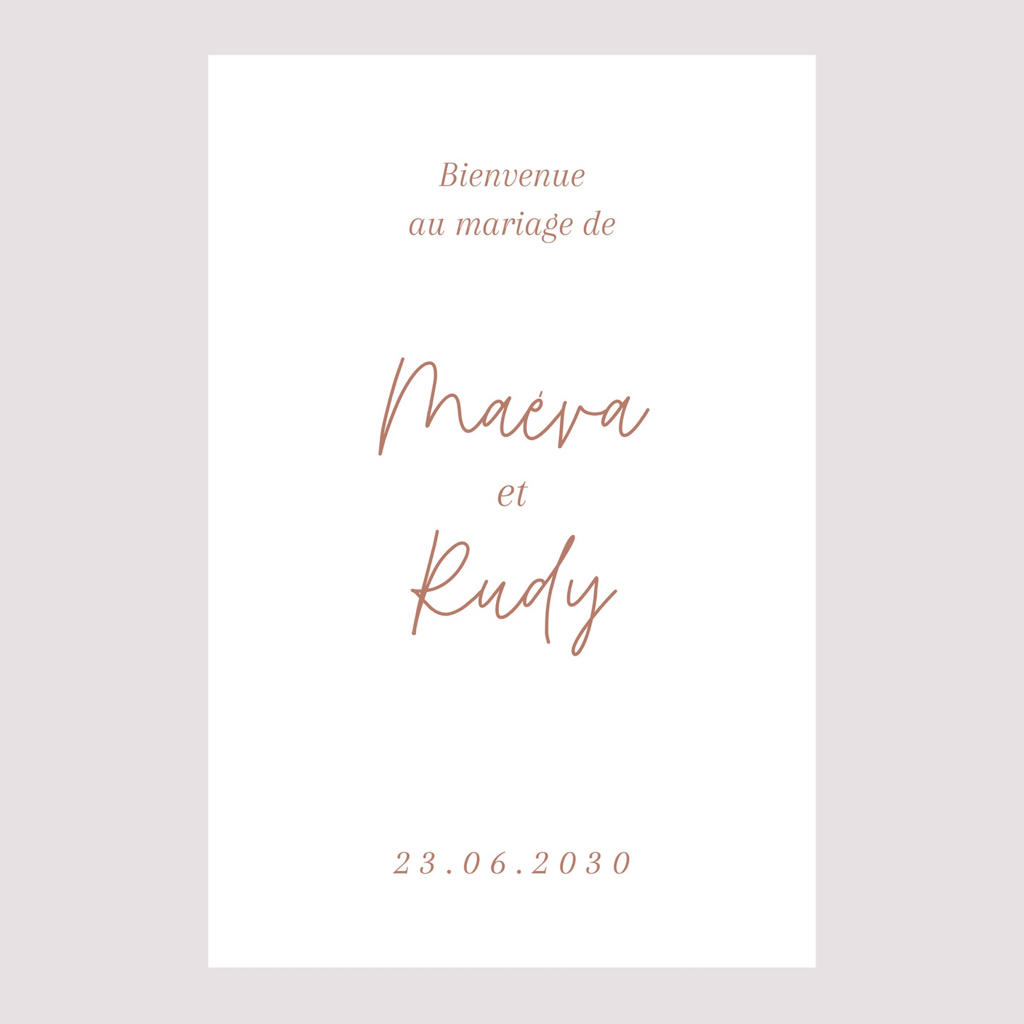 Panneau bienvenue Mariage Portrait 60 x 90 cm Epuré photo N° 2