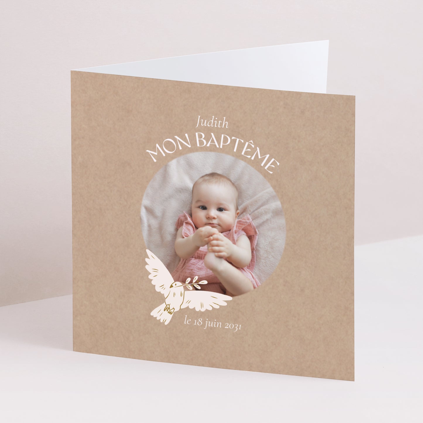 Faire-part Baptême Carré double volet Enfant de Dieu photo N° 1