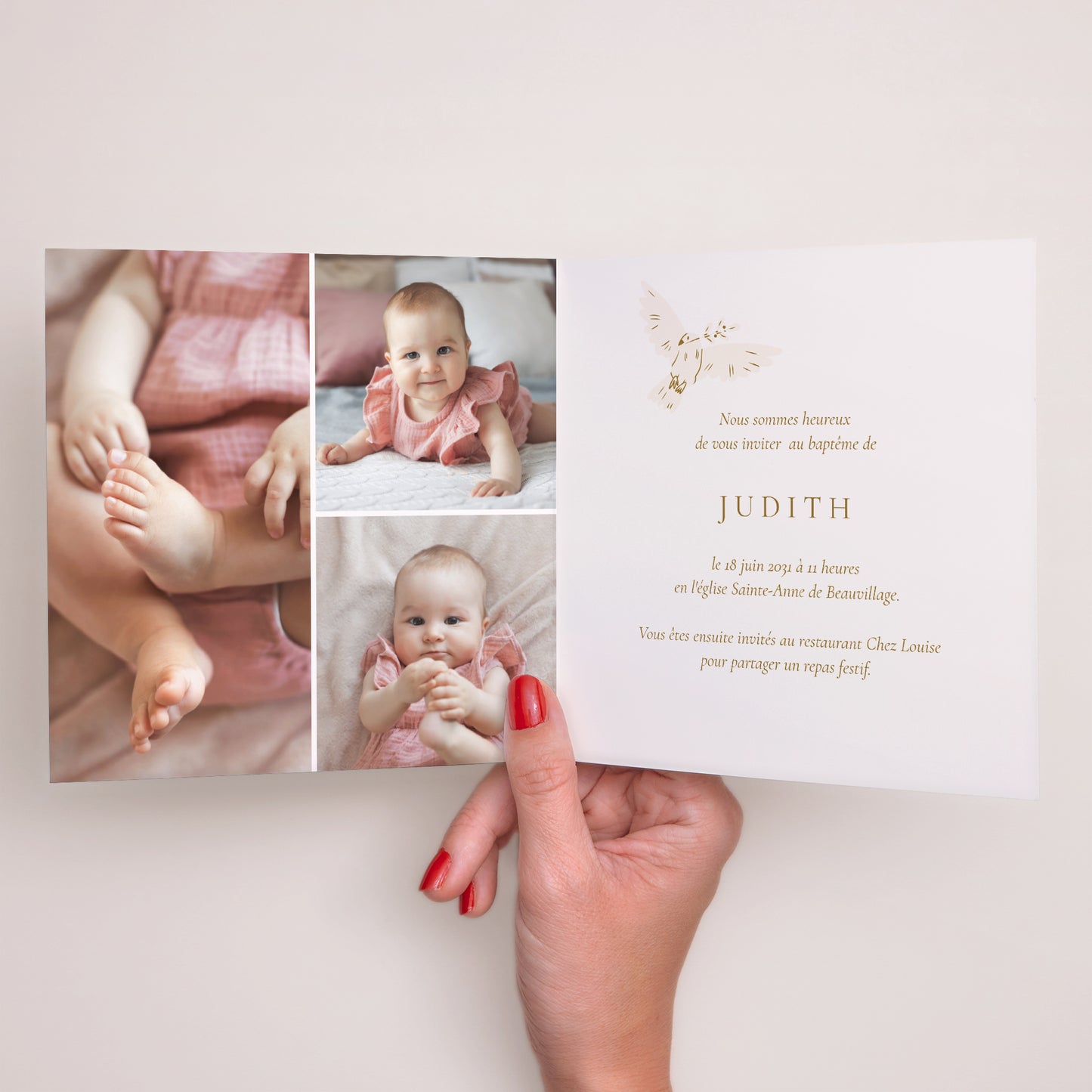 Faire-part Baptême Carré double volet Enfant de Dieu photo N° 2