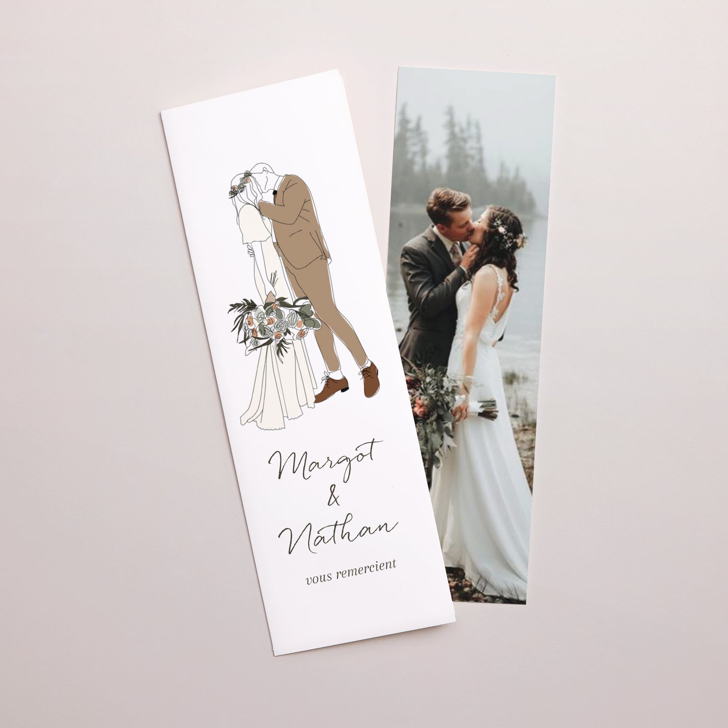 Remerciements Mariage Marque-page photo Couple Bohême photo N° 1