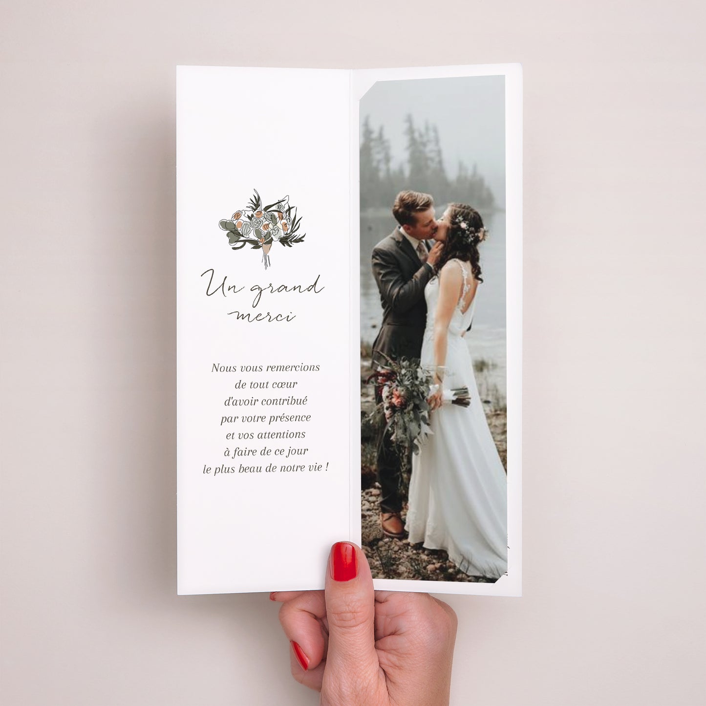 Remerciements Mariage Marque-page photo Couple Bohême photo N° 2