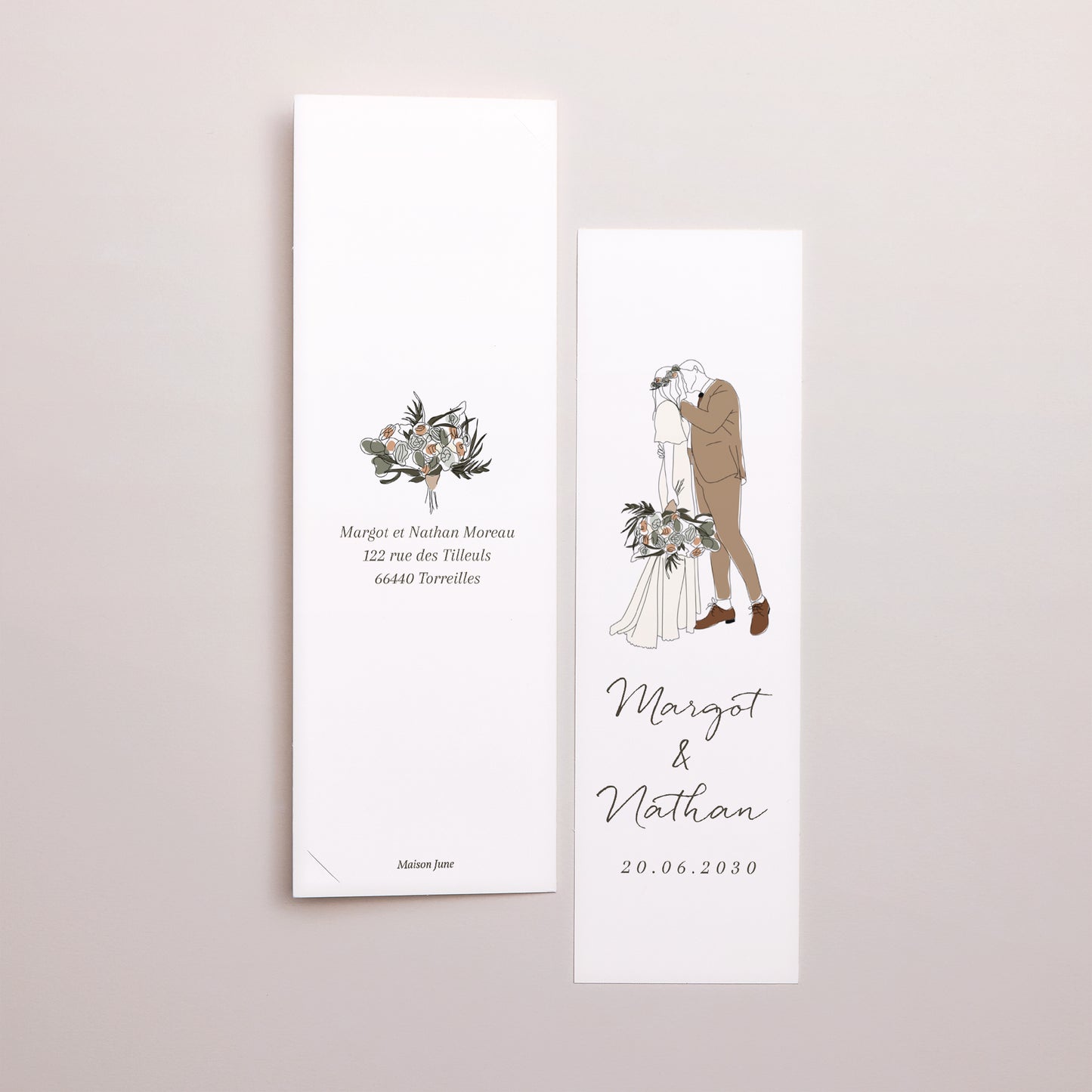 Remerciements Mariage Marque-page photo Couple Bohême photo N° 3