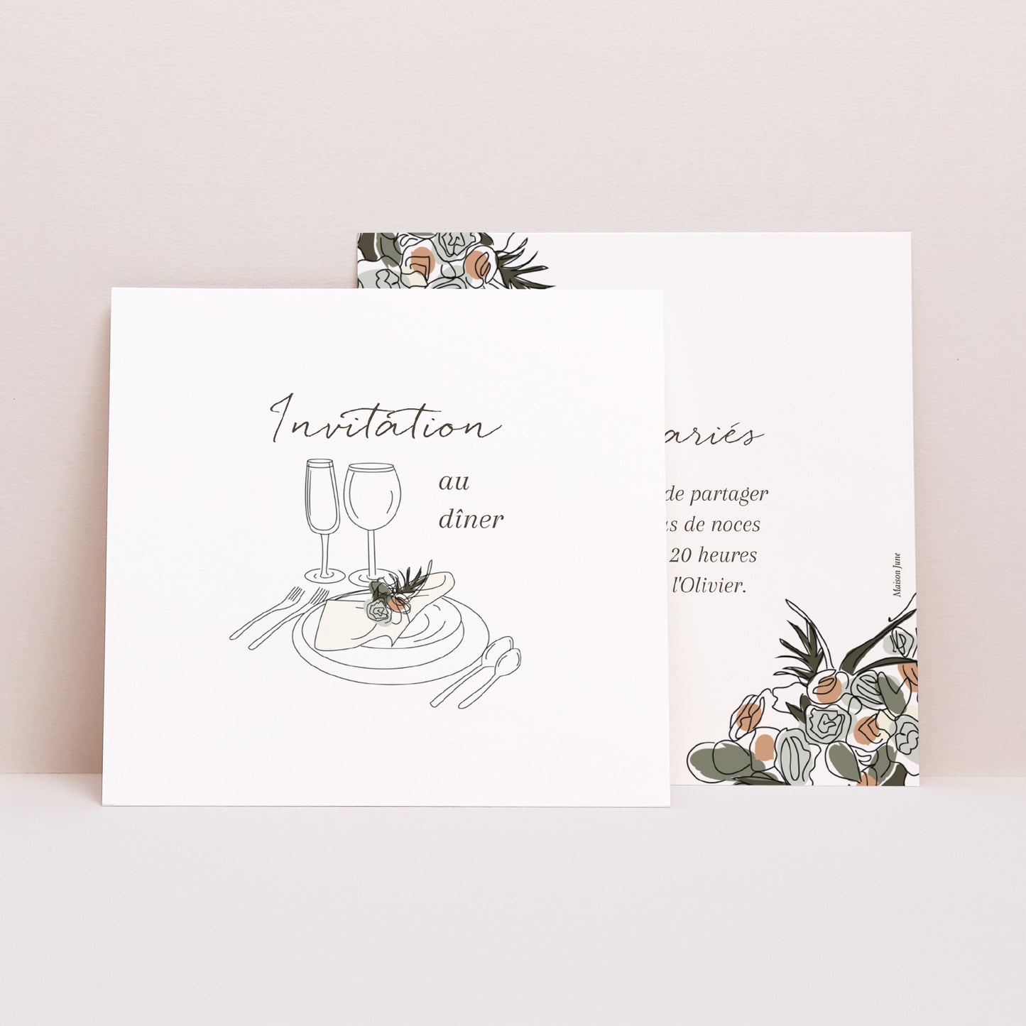 Invitations Mariage Carré Couple Bohême photo N° 1