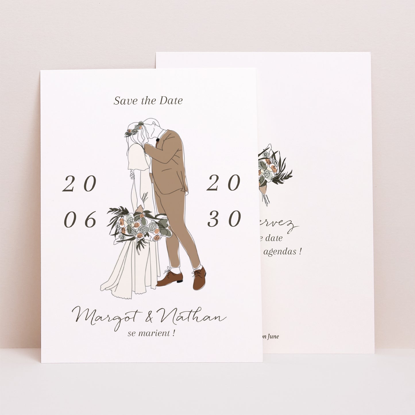 Save the date Mariage Portrait Couple Bohême photo N° 1
