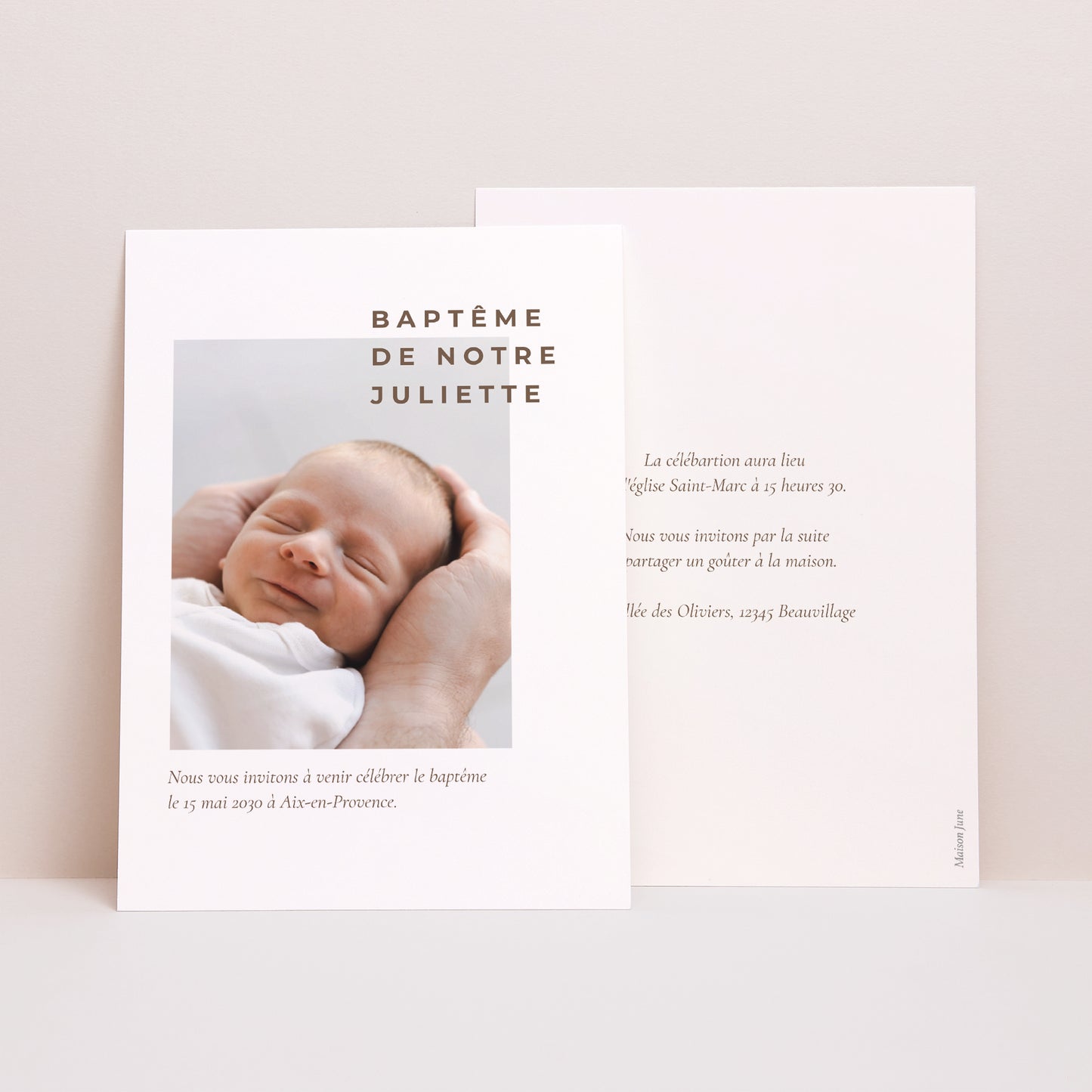 Faire-part Baptême Portrait Texte et photo photo N° 1