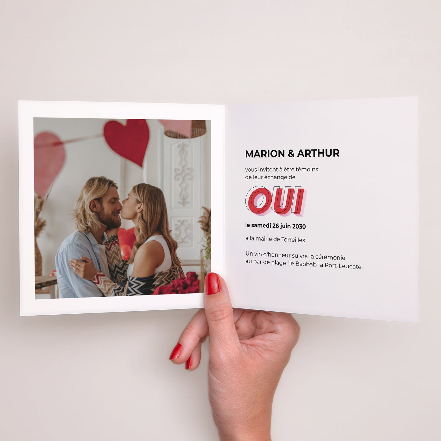 Faire-part Mariage Carré double volet OUI 3D photo N° 2
