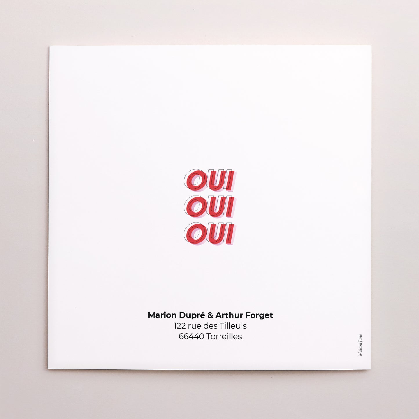 Faire-part Mariage Carré double volet OUI 3D photo N° 3