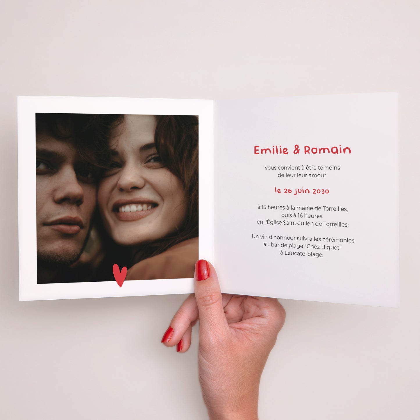 Faire-part Mariage Carré double volet Amor Amor photo N° 2