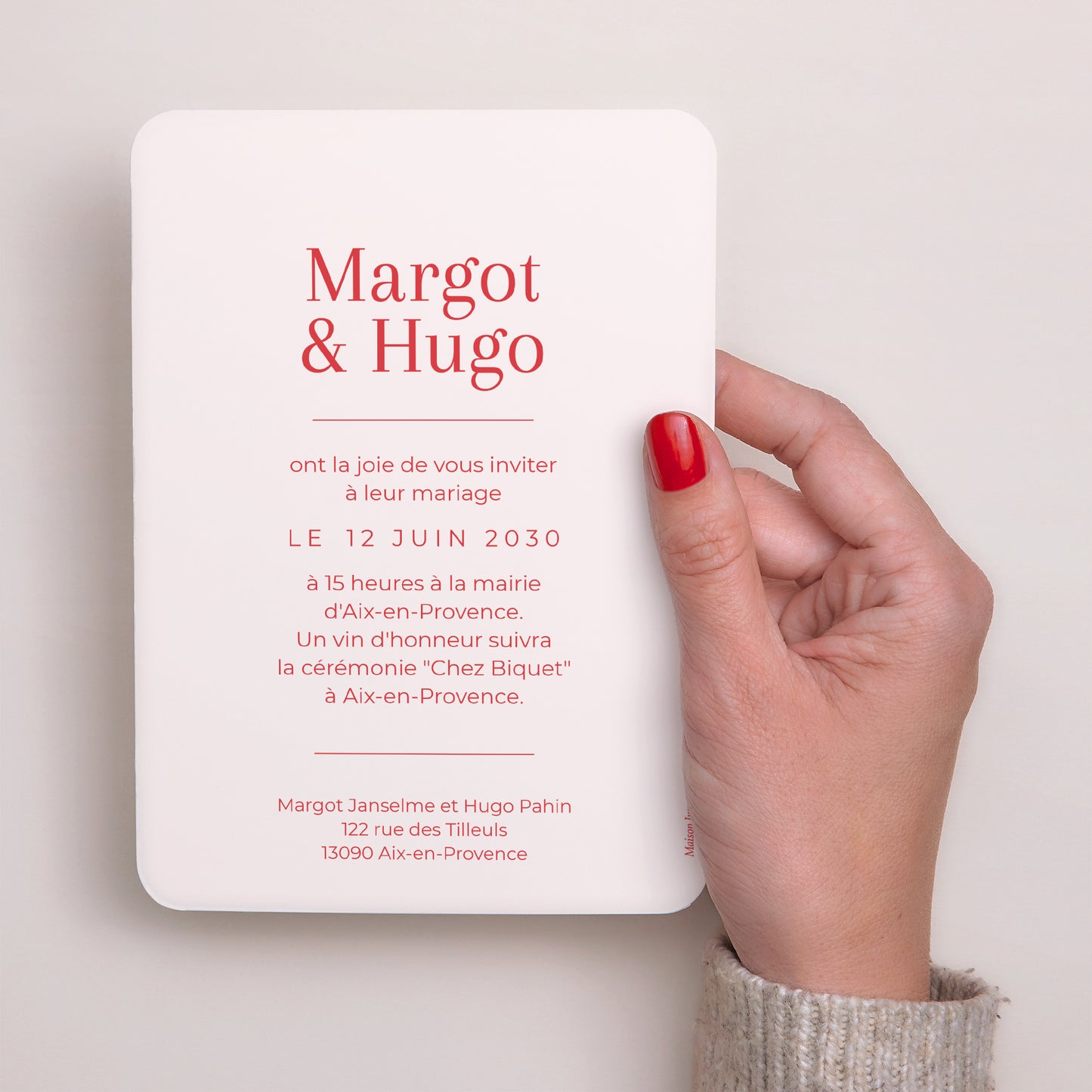 Faire-part Mariage Portrait, bords arrondis La vie est belle photo N° 3