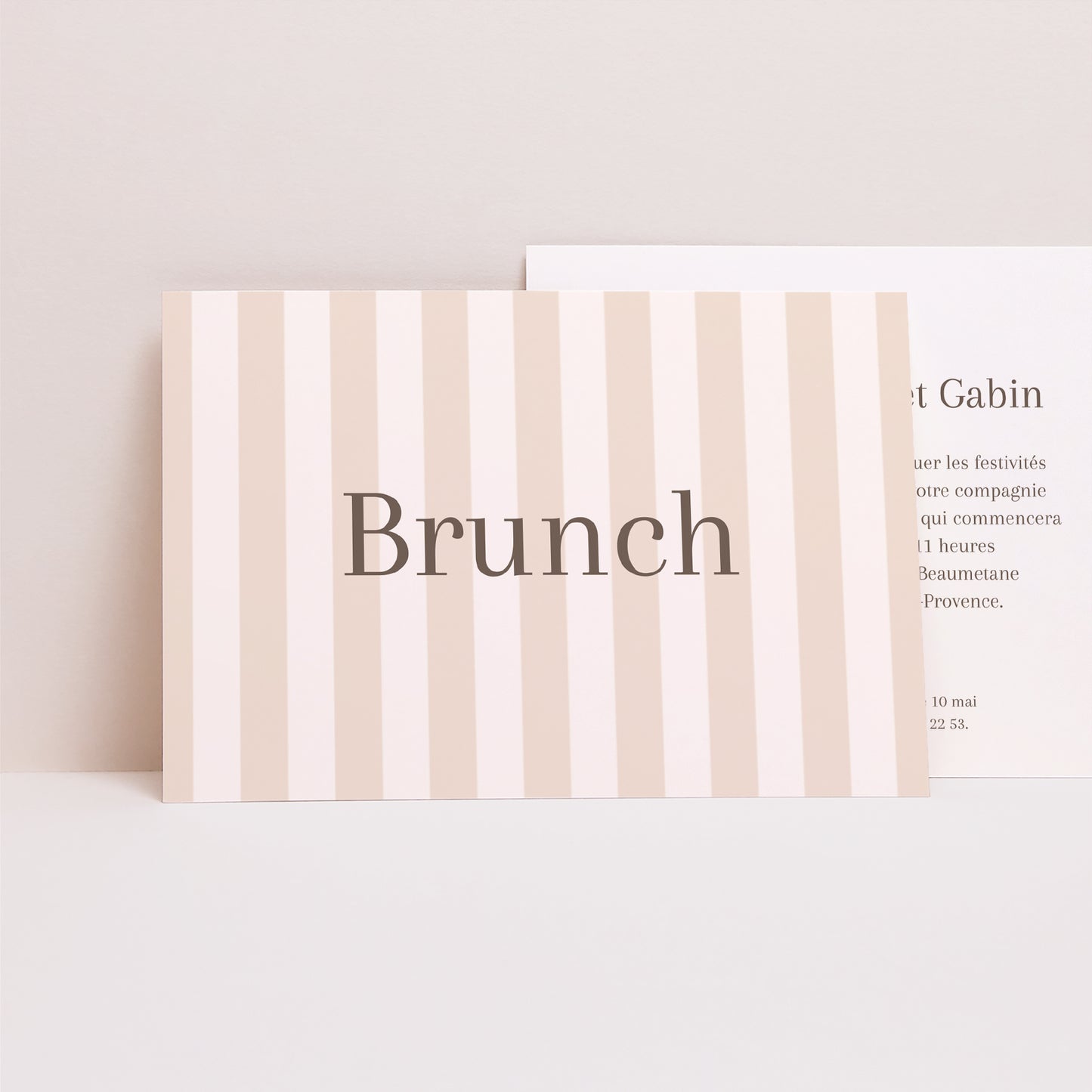 Invitations Mariage Paysage Rayures beiges photo N° 1