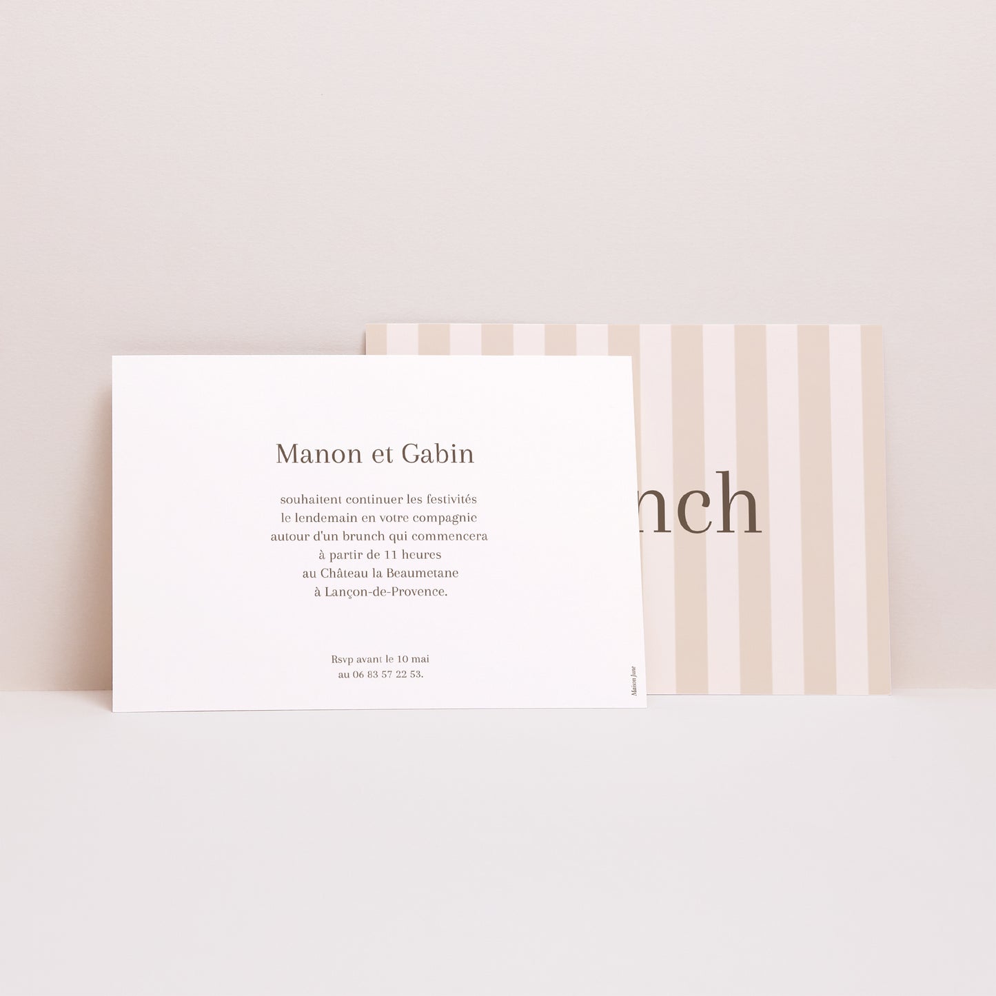 Invitations Mariage Paysage Rayures beiges photo N° 2