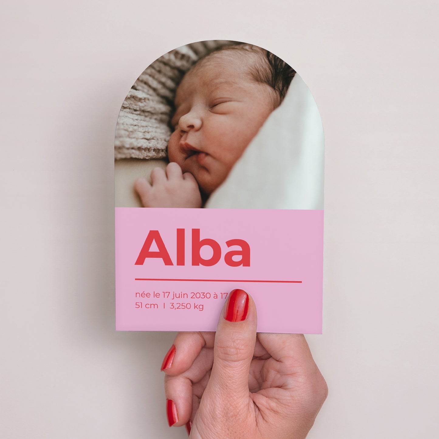 Faire-part Naissance Petite arche Red & Pink photo N° 2
