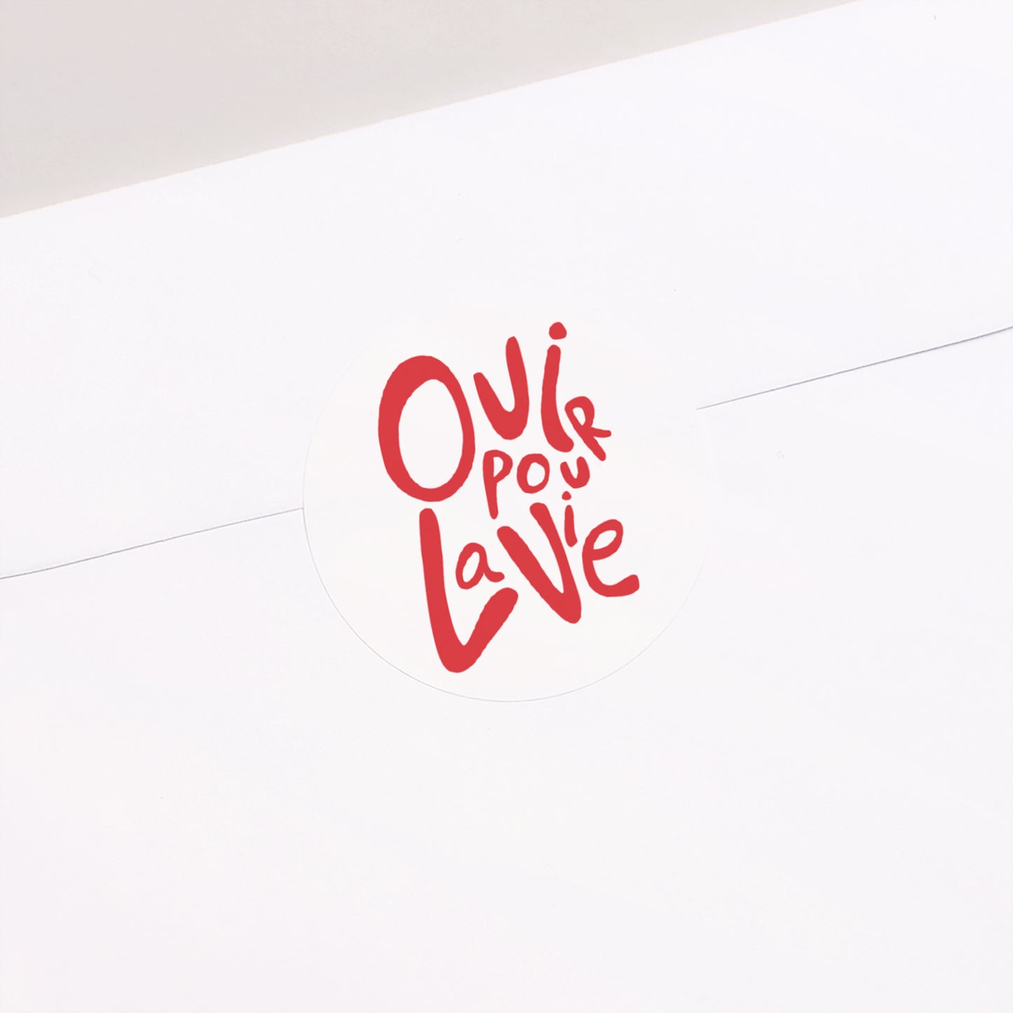 Sticker Mariage Rond Oui pour la vie Cream & Red photo N° 1