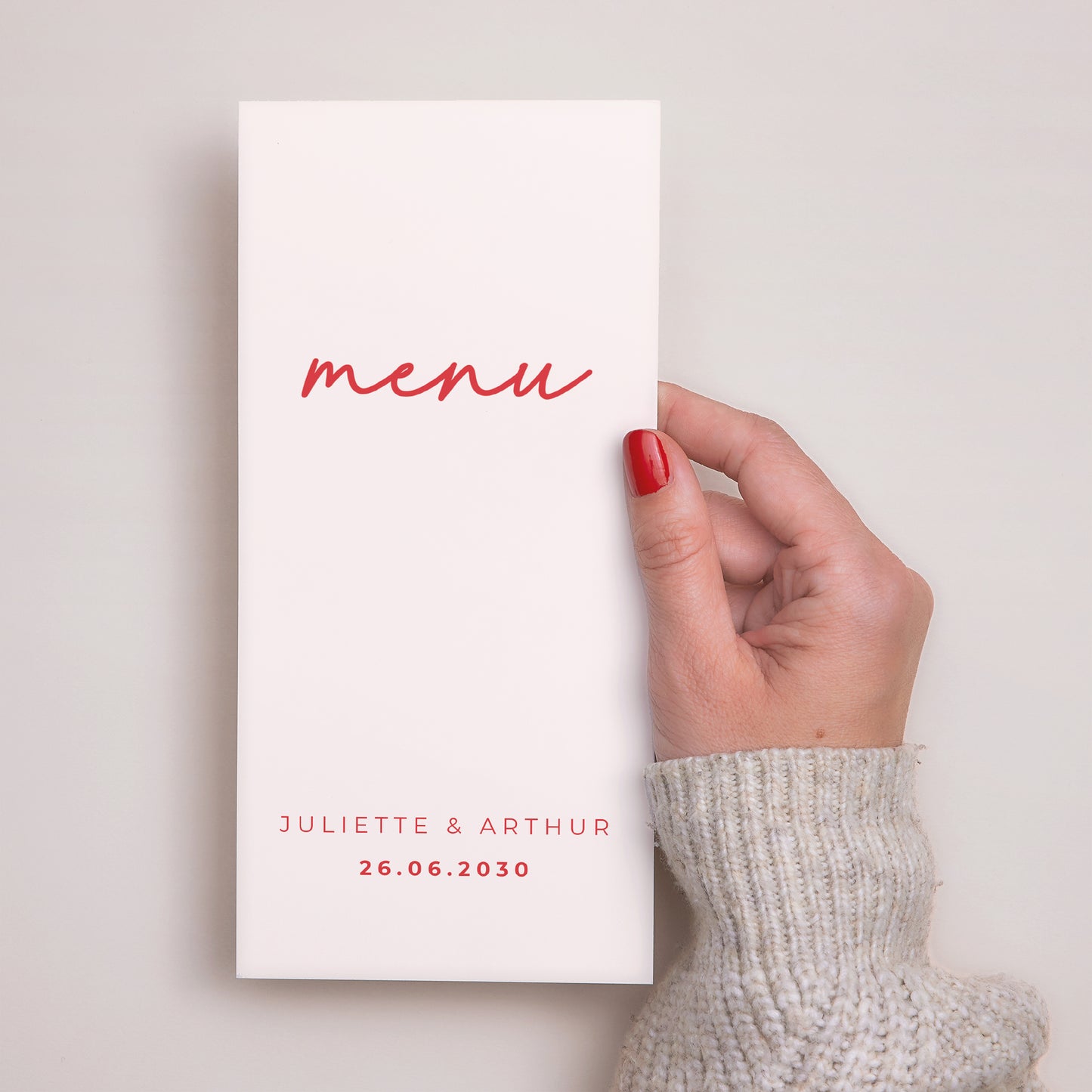 Menu Mariage Panoramique portrait Red & Cream II photo N° 2