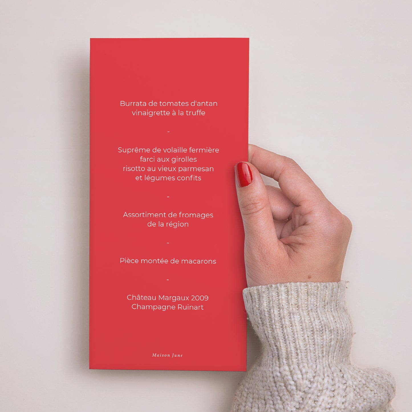 Menu Mariage Panoramique portrait Red & Cream II photo N° 3