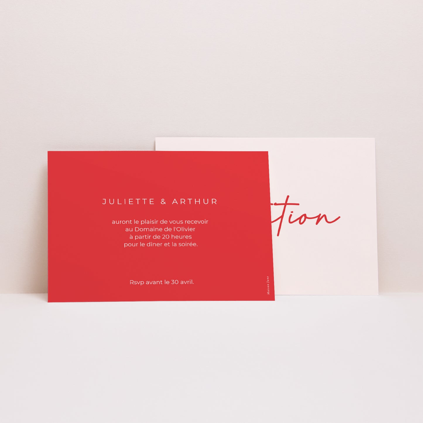 Invitations Mariage Paysage Red & Cream II photo N° 2