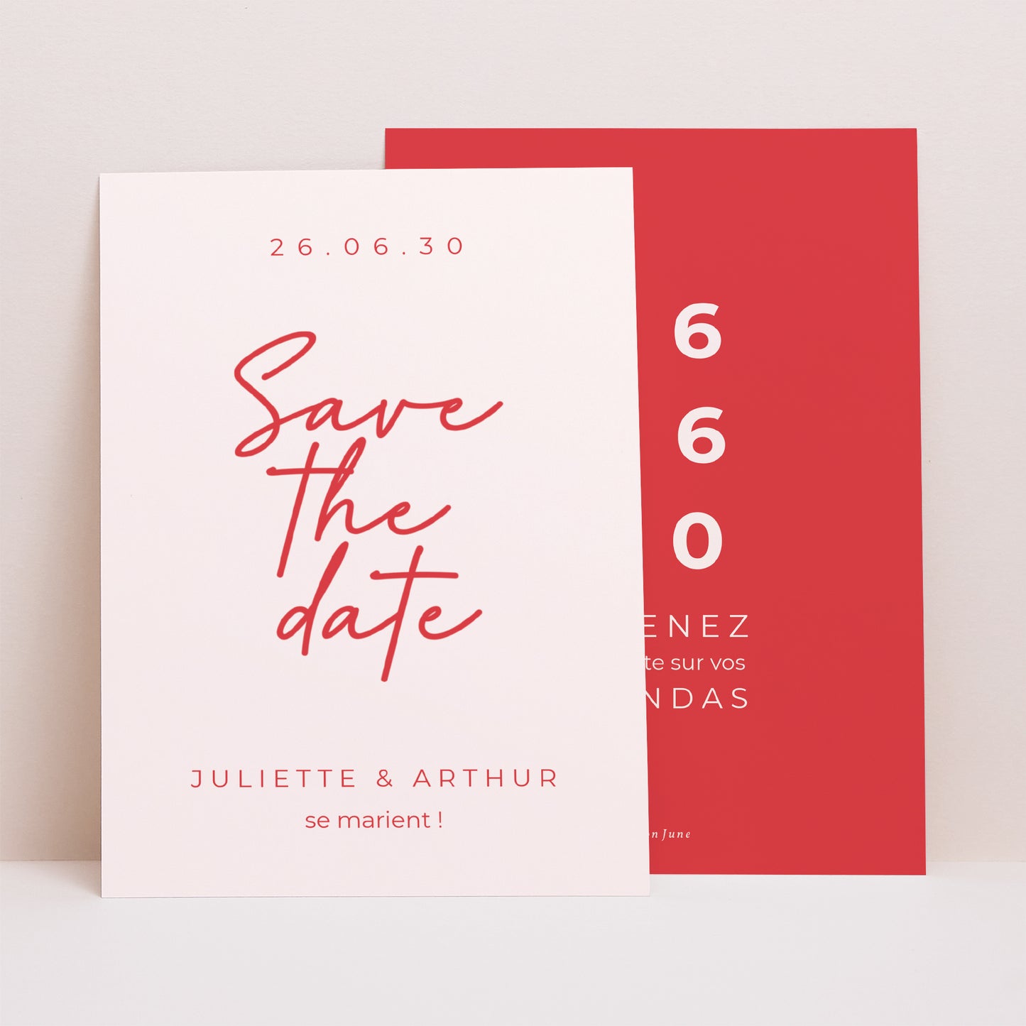 Save the date Mariage Portrait Red & Cream II photo N° 1