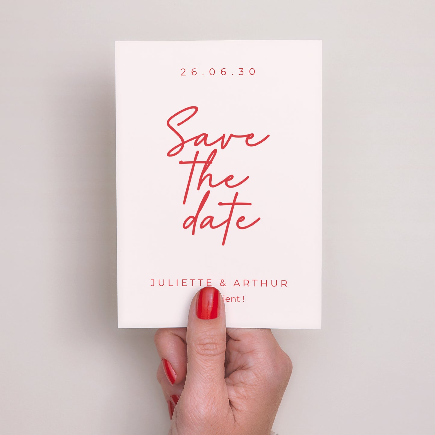 Save the date Mariage Portrait Red & Cream II photo N° 2