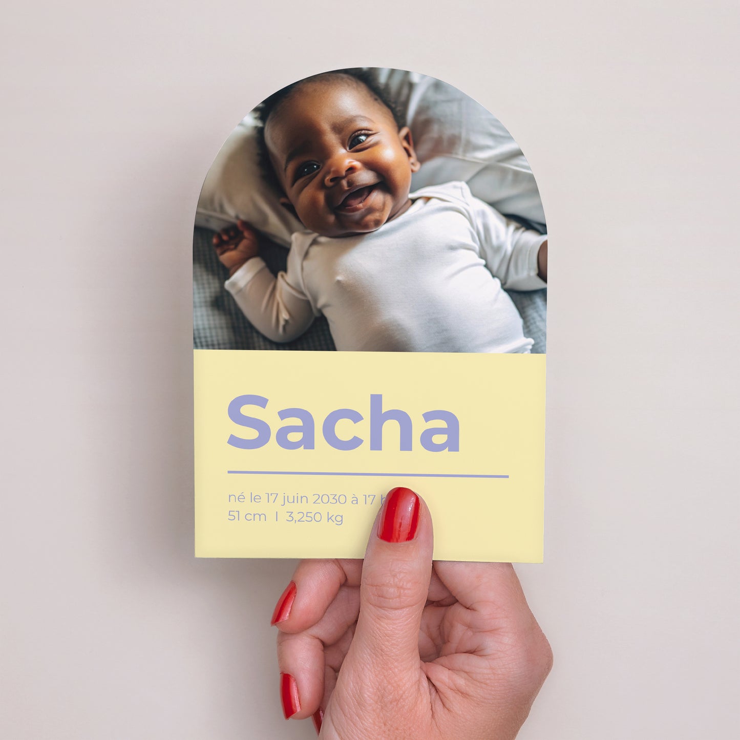 Faire-part Naissance Petite arche Yellow & Purple photo N° 2