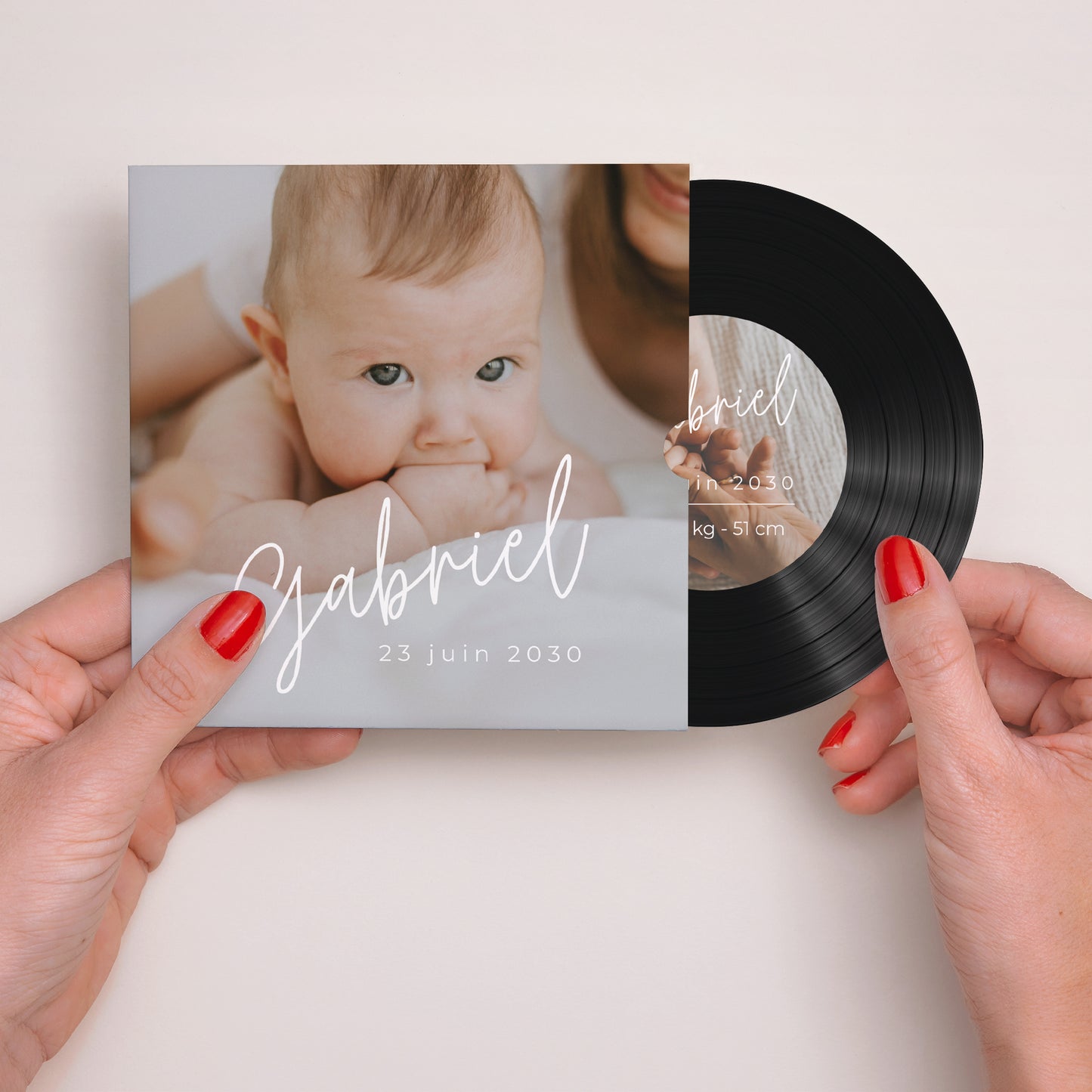 Faire-part Naissance Pochette disque single baby photo N° 2