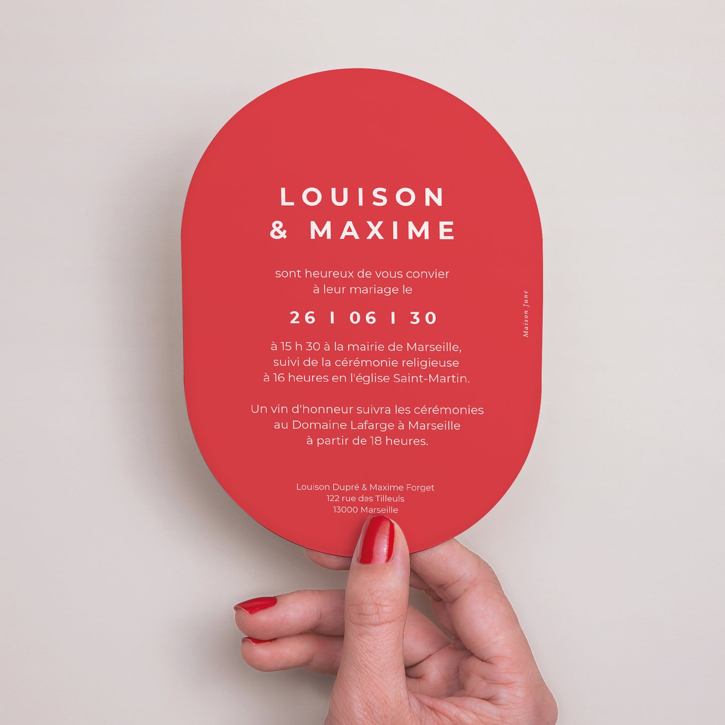 Faire-part Mariage Ovale Oui coeur photo N° 3