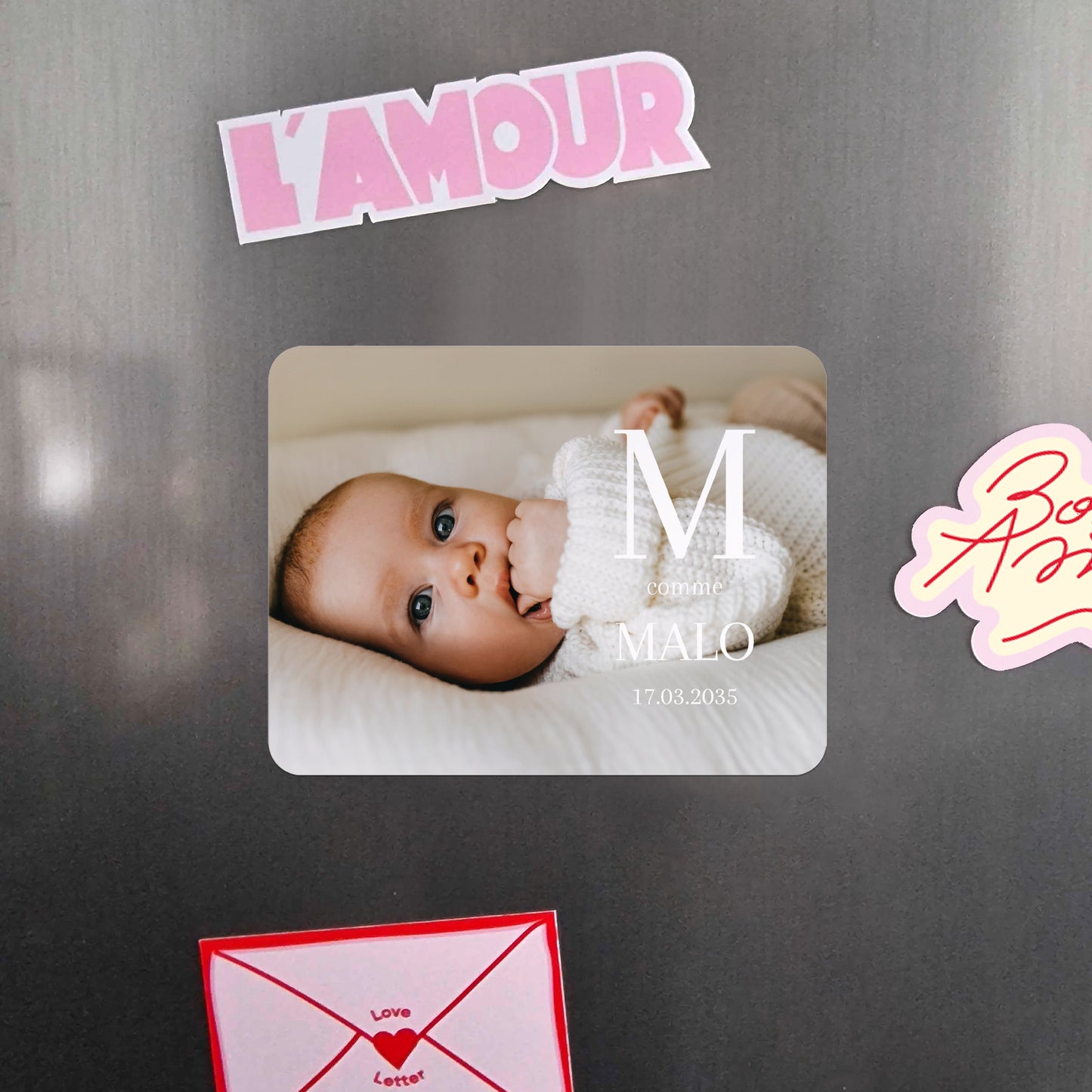 Faire-part Naissance Lot de 8, magnétique, paysage, rectangle coins arrondis Full photographique photo N° 4