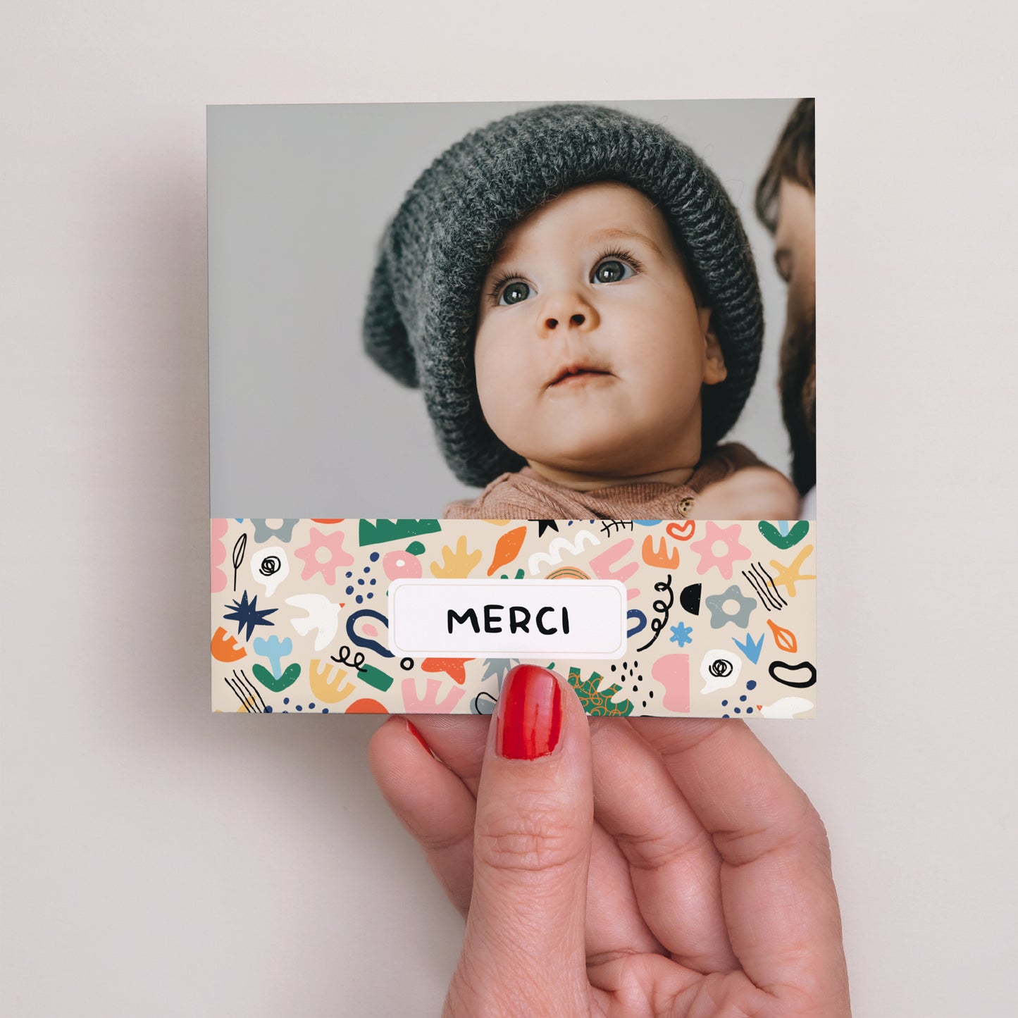 Remerciements Naissance Carré Matisse coloré photo N° 2