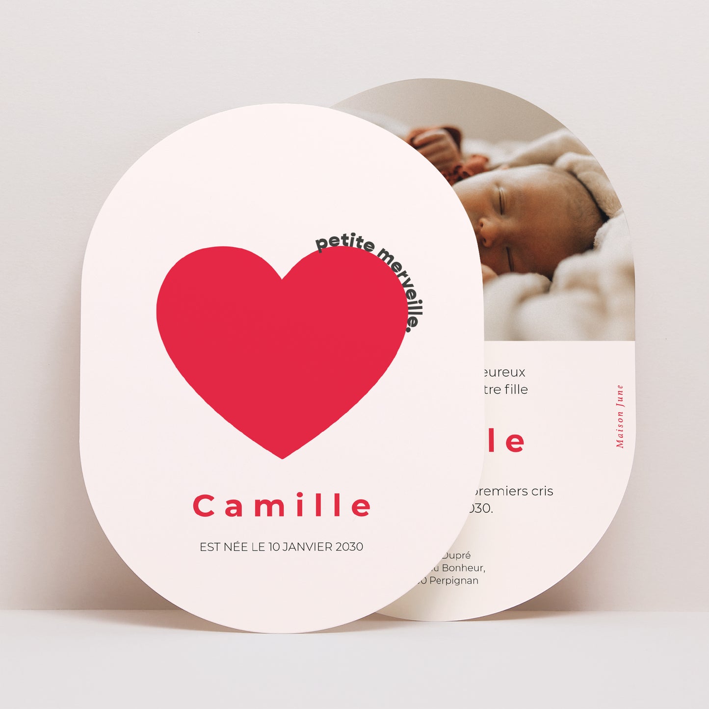 Faire-part Naissance Ovale Petite Merveille photo N° 1