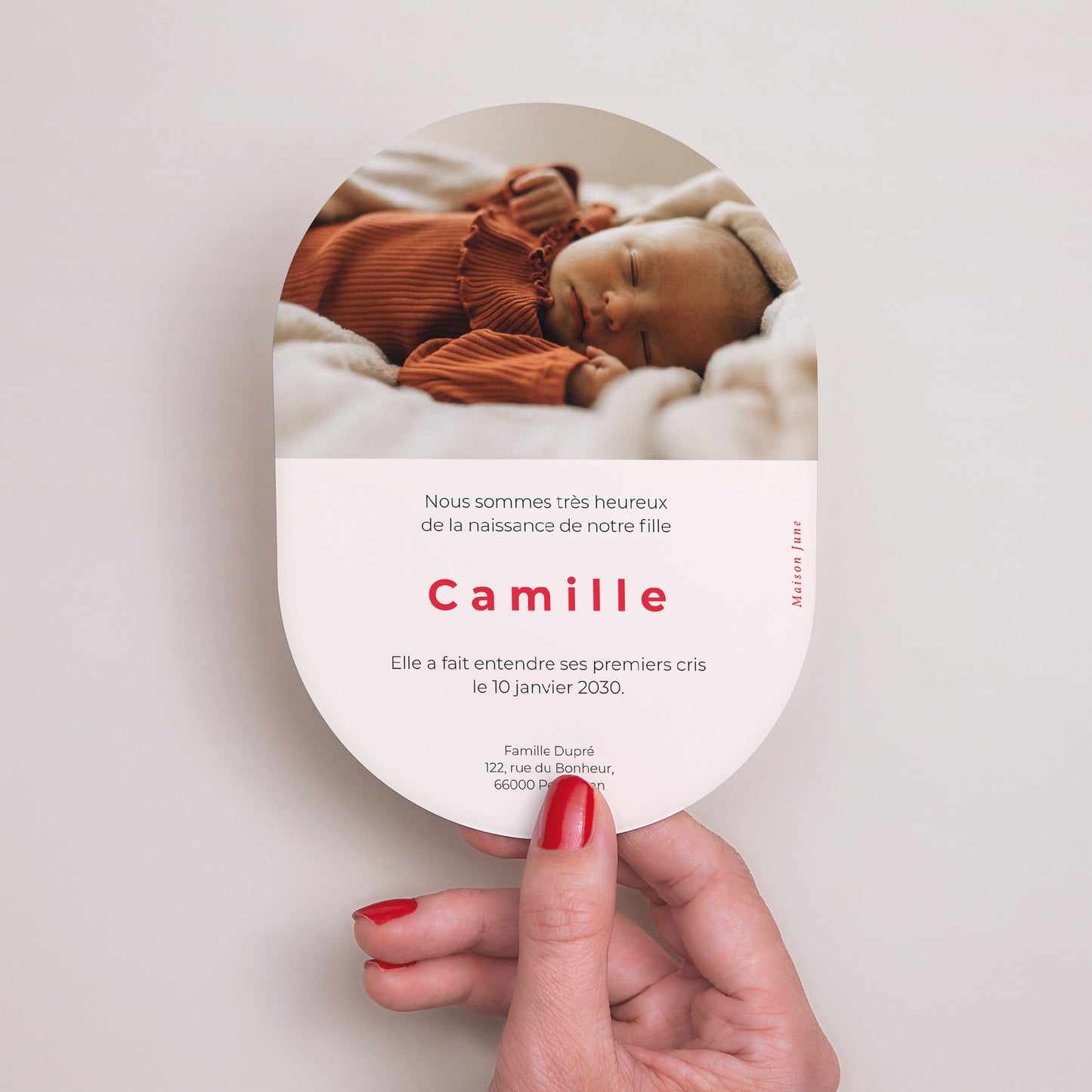 Faire-part Naissance Ovale Petite Merveille photo N° 3