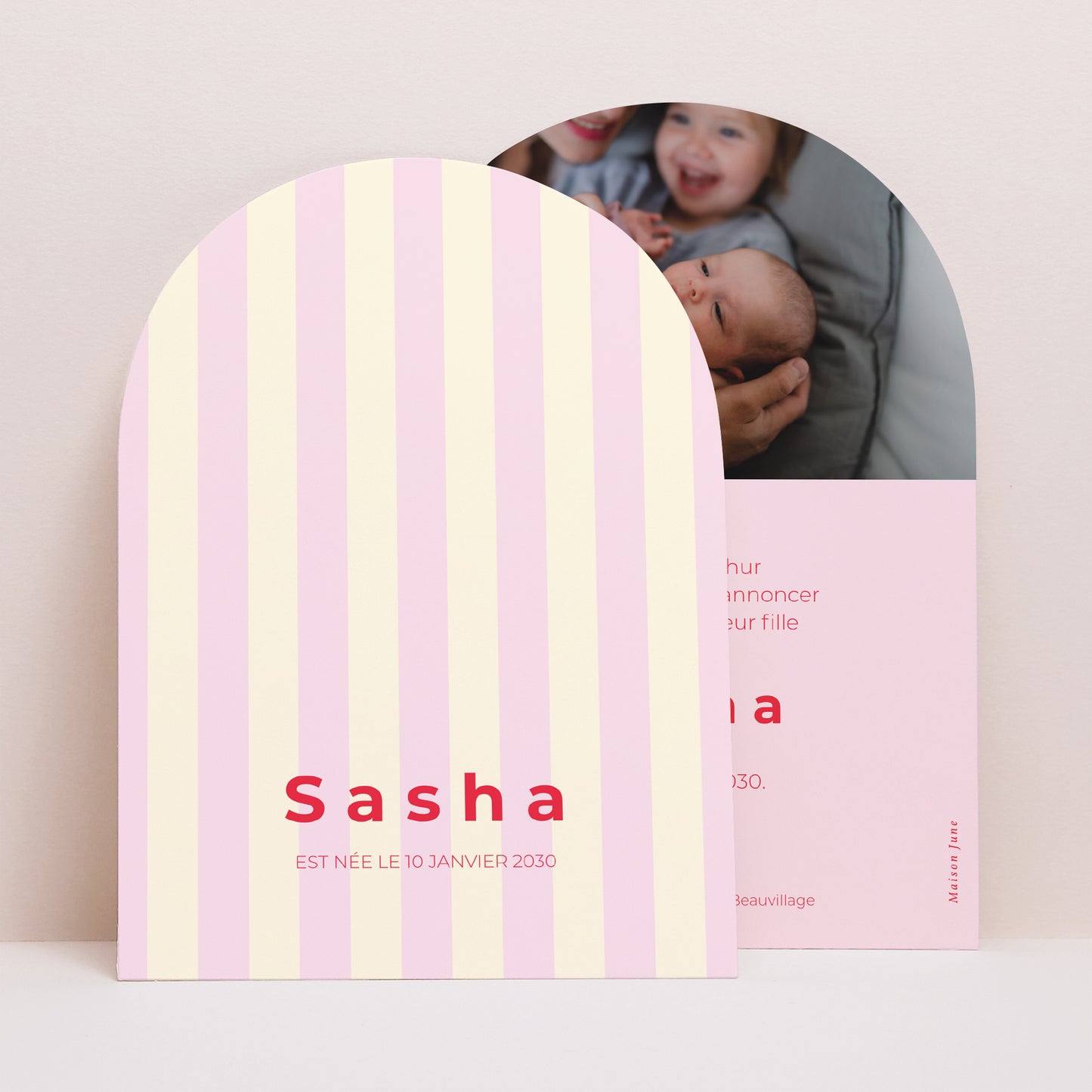 Faire-part Naissance Petite arche Fresh Ice Cream Rose photo N° 1