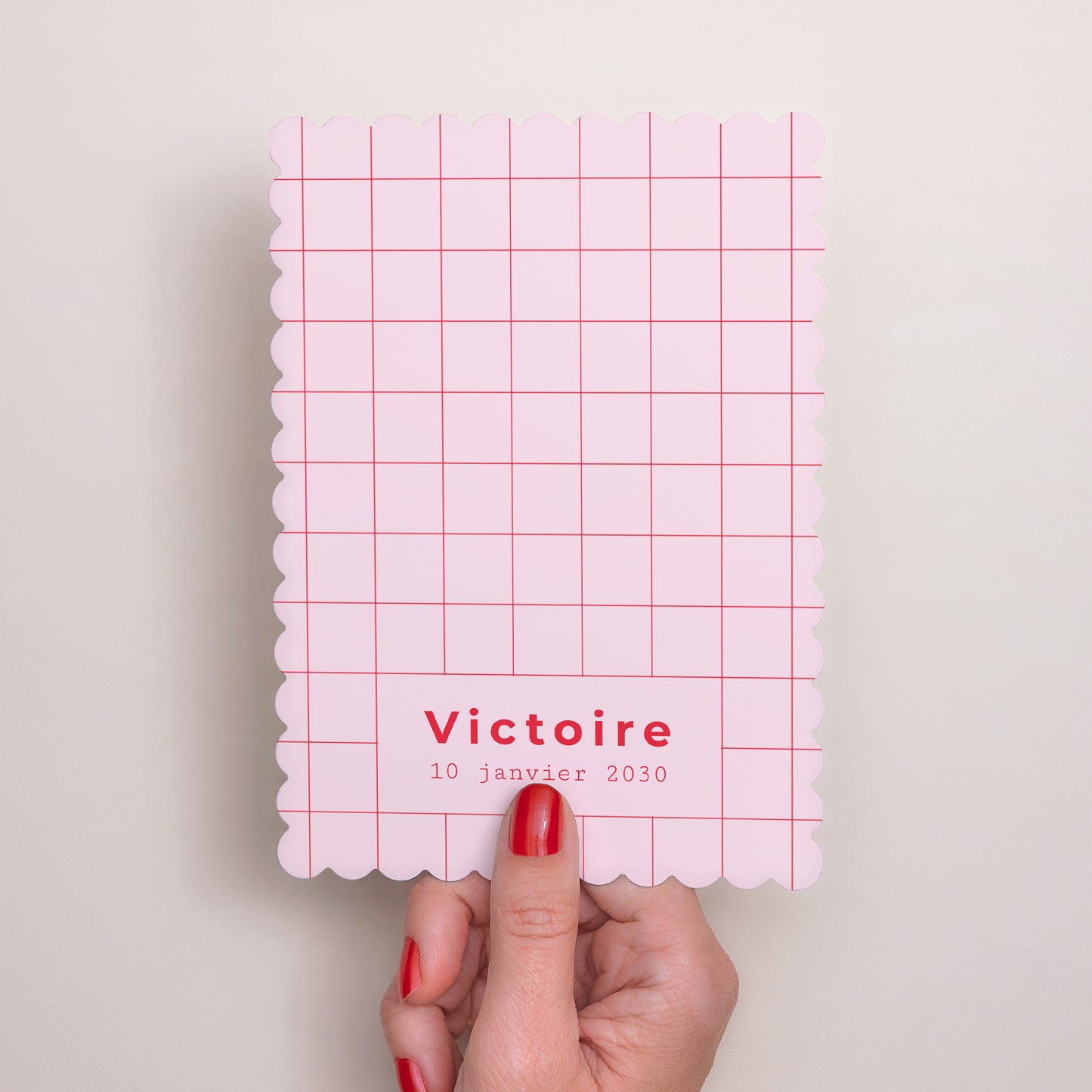 Faire-part Naissance Portrait, bords biscuit New Vichy Pink photo N° 2