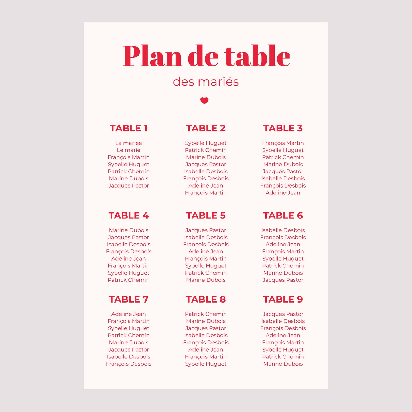 Plan de table Mariage Portrait 60 x 90 cm On se dit oui photo N° 2