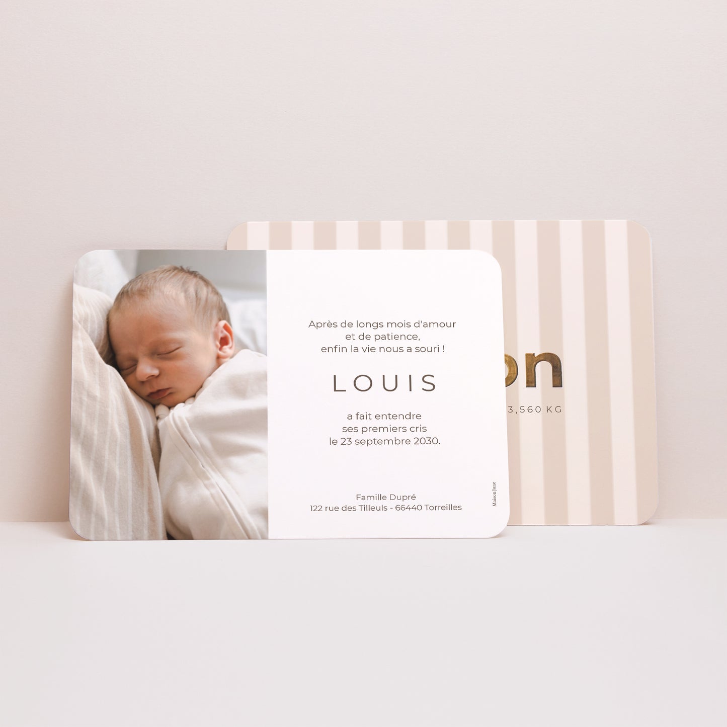 Faire-part Naissance Paysage, bords arrondis Chaton or photo N° 2