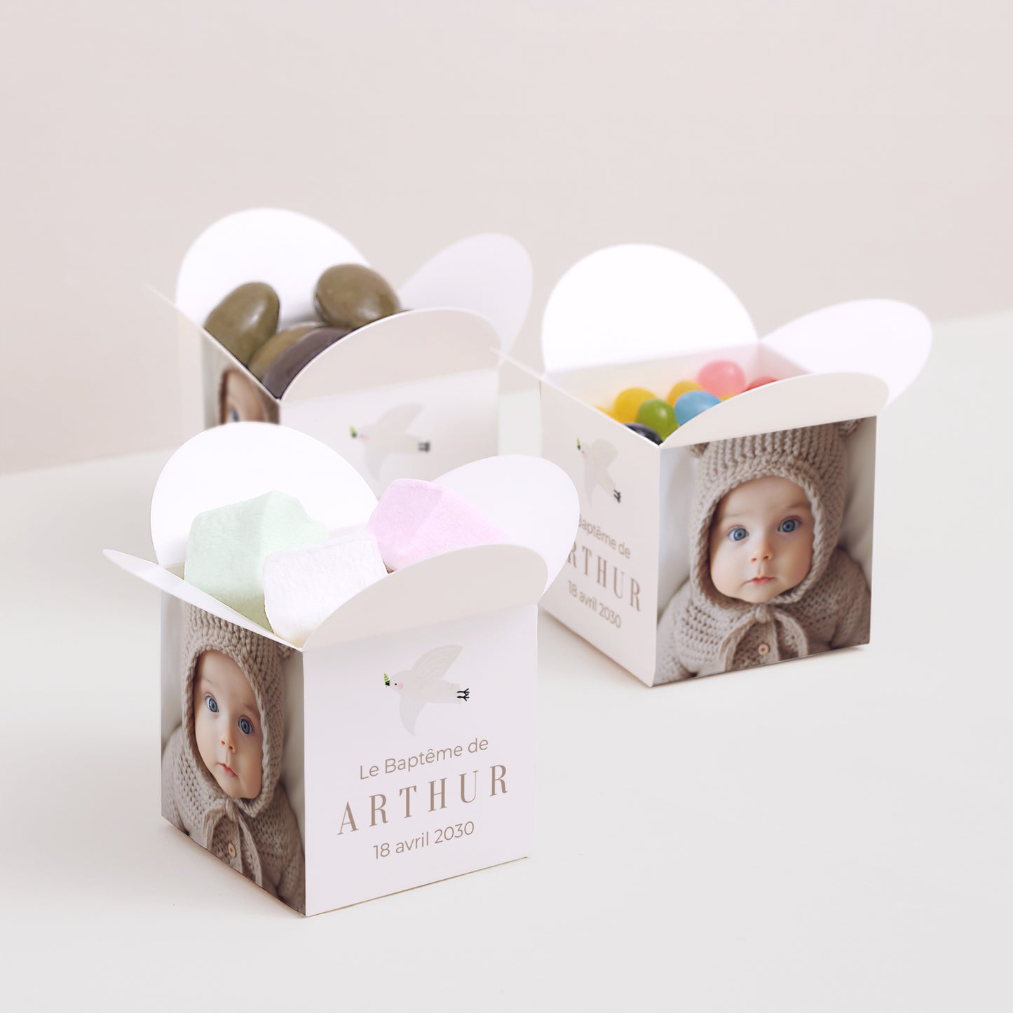 Boîte à dragées Baptême Ouverture papillon Photographique photo N° 3