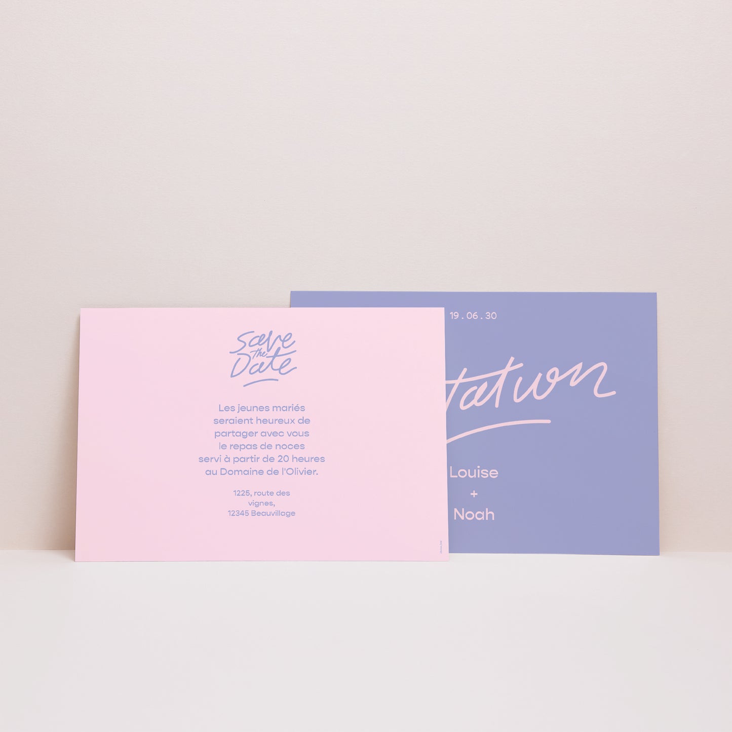 Invitations Mariage Paysage Love in eighties blue photo N° 3