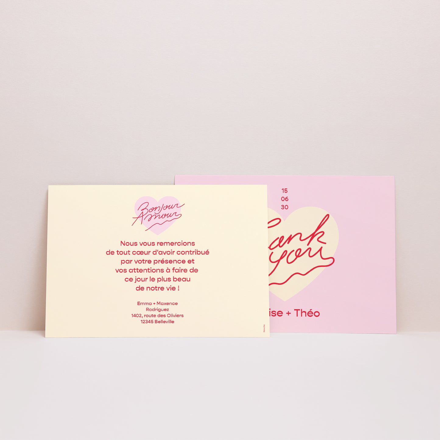 Remerciements Mariage Paysage Bonjour Amour pink photo N° 3