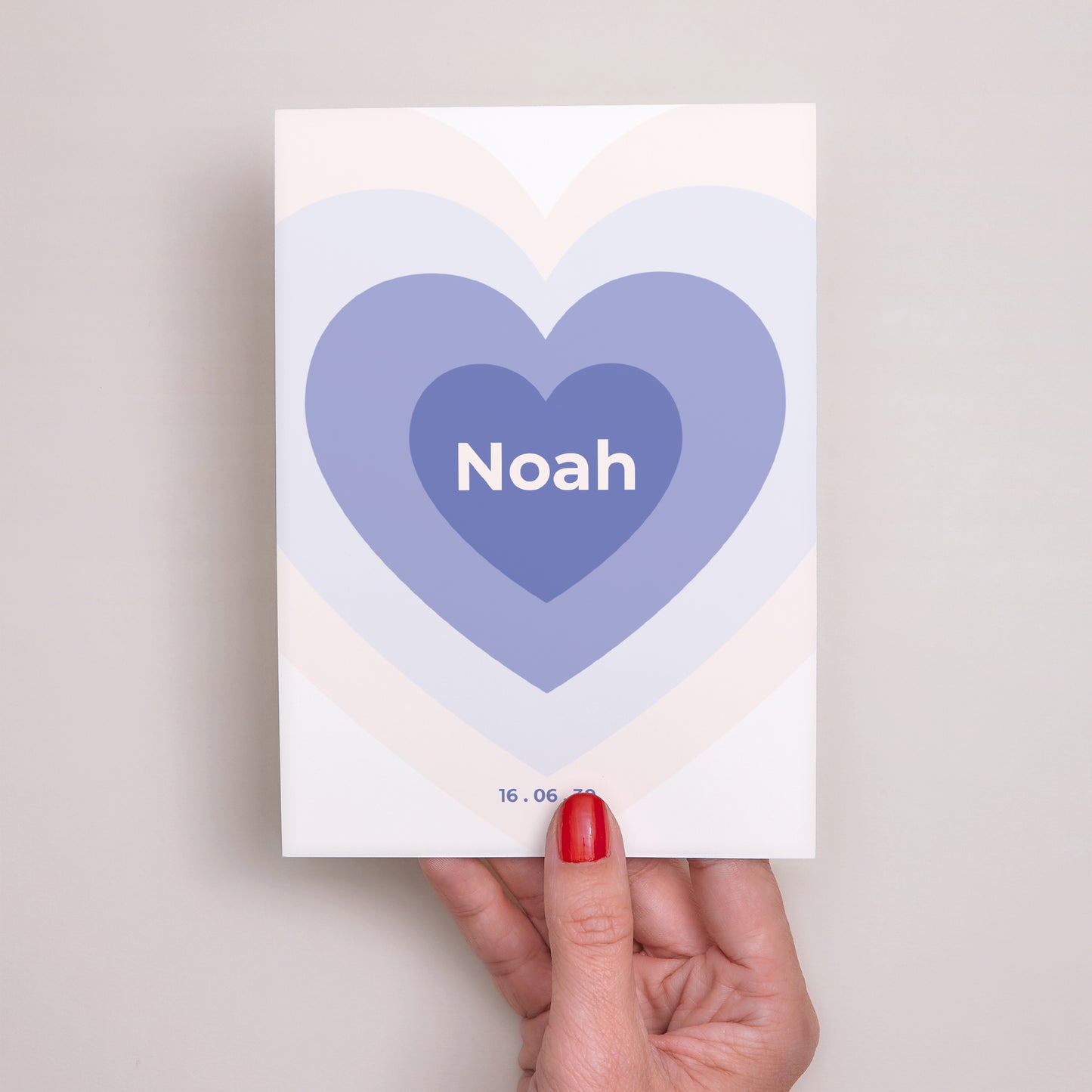 Faire-part Naissance Portrait Coeur battant bleu photo N° 2