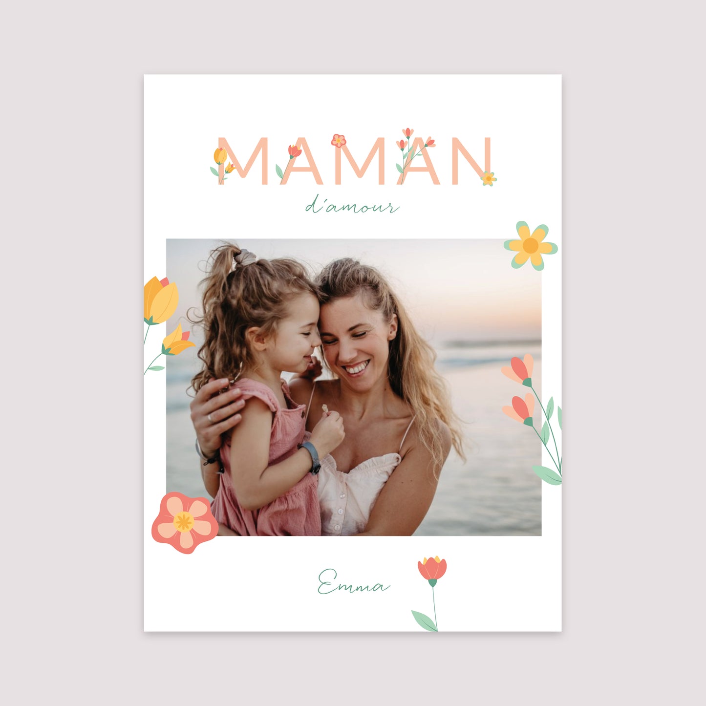 Affiche Portrait 30 x 40 cm Maman d'amour fleurie photo N° 2