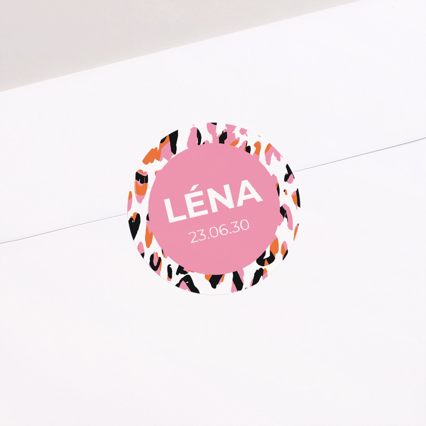 Sticker Naissance Rond funky leopard photo N° 1