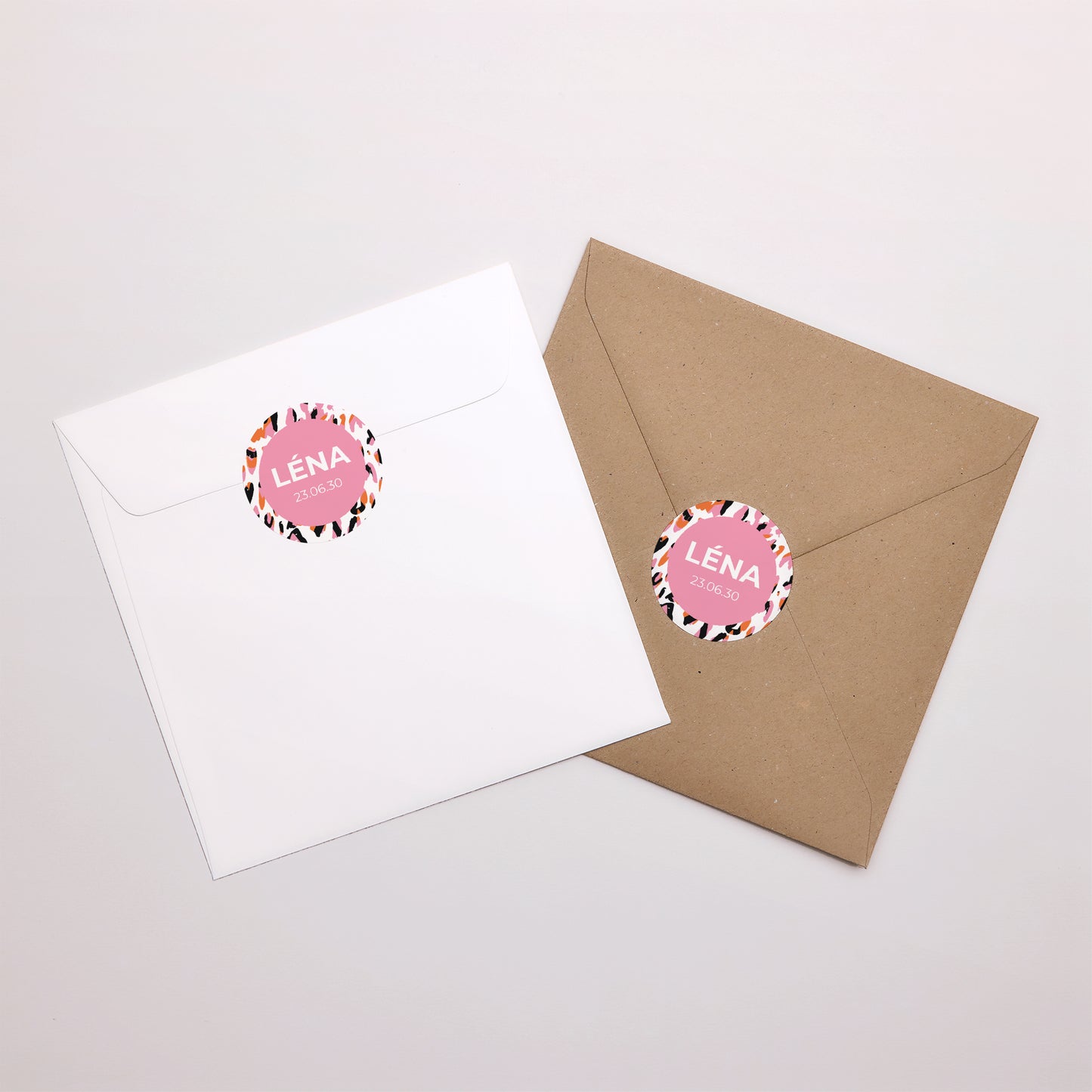 Sticker Naissance Rond Funky leopard photo N° 3