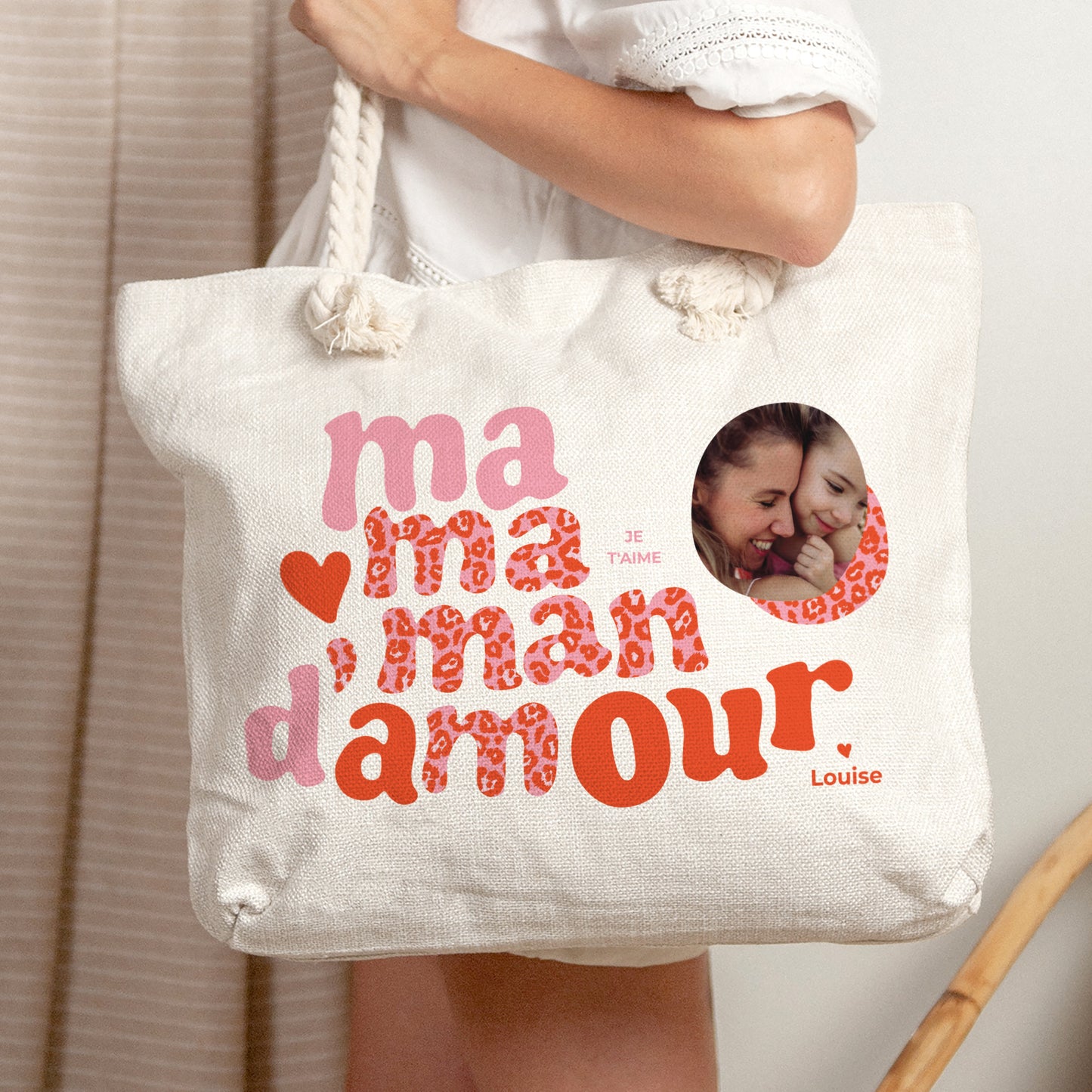 Sac cabas Objets Anse en corde Maman Léopard photo N° 2