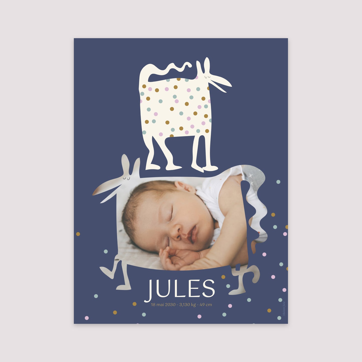 Affiche Naissance Portrait 30 x 40 cm Doudou photo N° 2