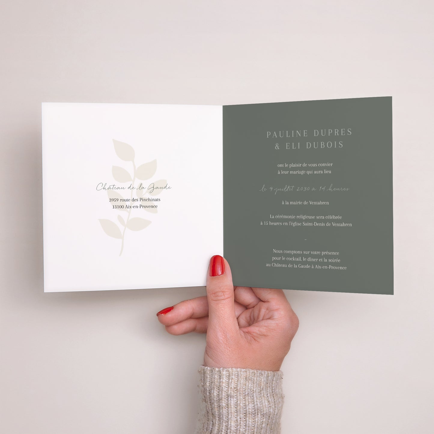Faire-part Mariage Carré double volet Douceur romantique photo N° 2