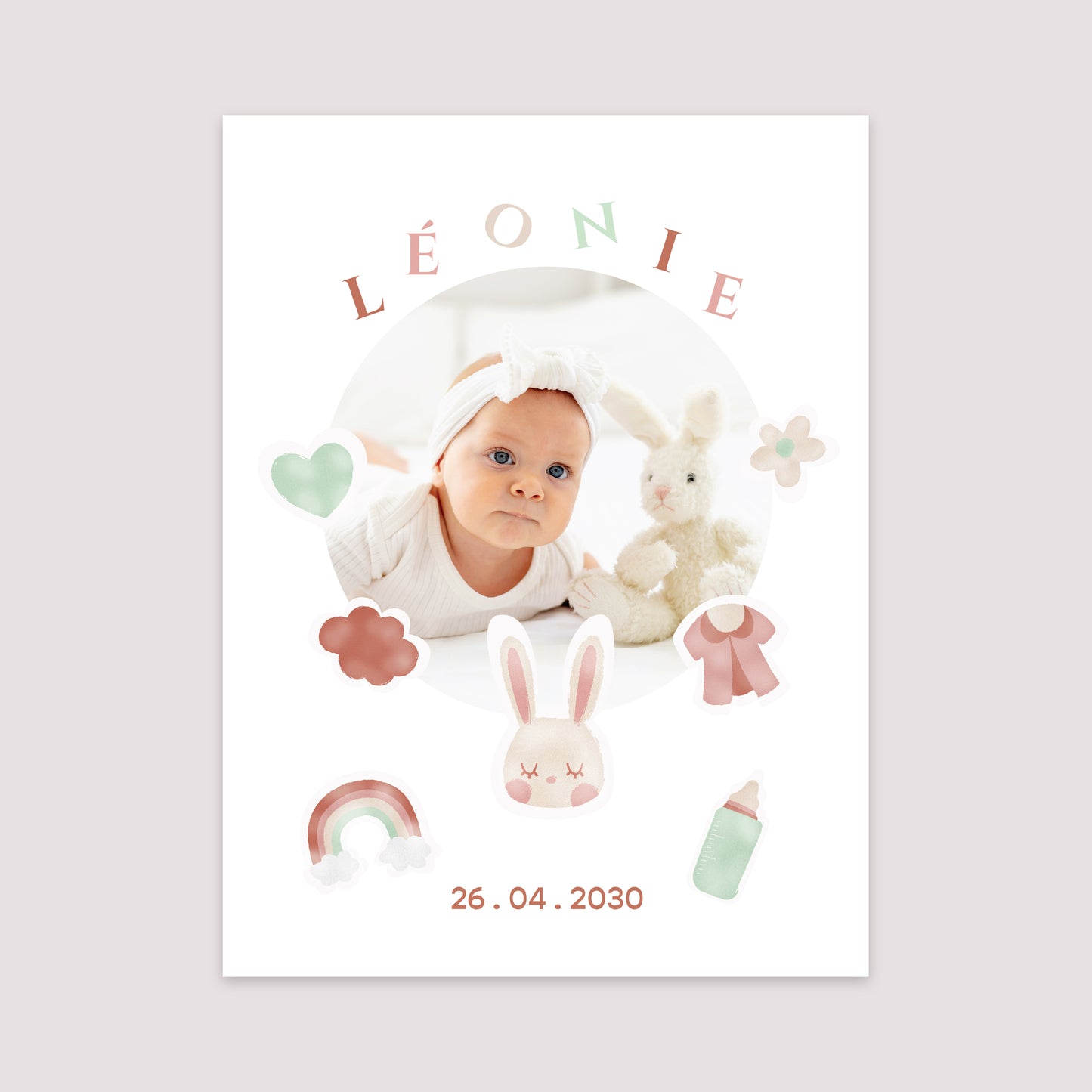 Affiche Naissance Portrait 30 x 40 cm Douceur Pastel photo N° 2