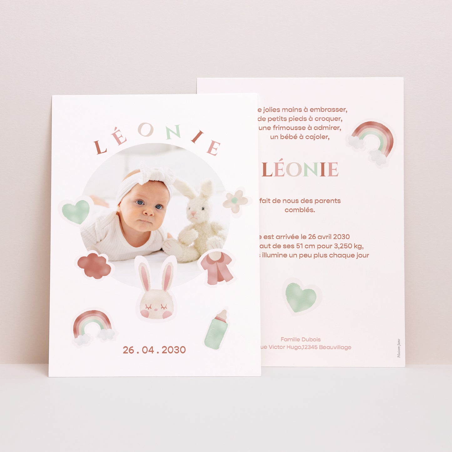 Faire-part Naissance Portrait Douceur Pastel photo N° 1